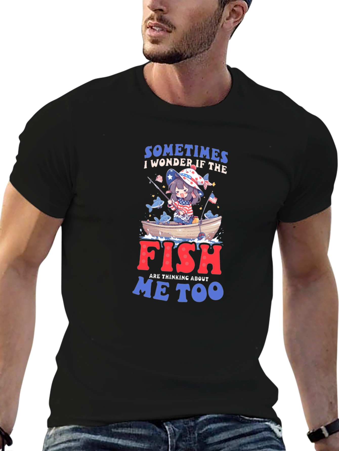 Anime Fishing T-Shirt - Do Fish Think of Me?