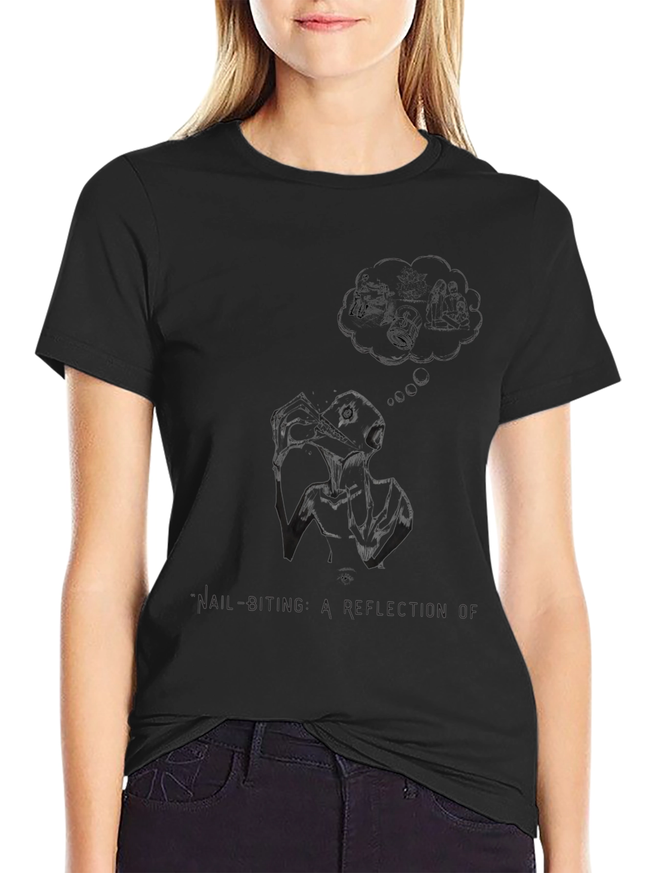 Nail Biting Reflection Graphic Tee