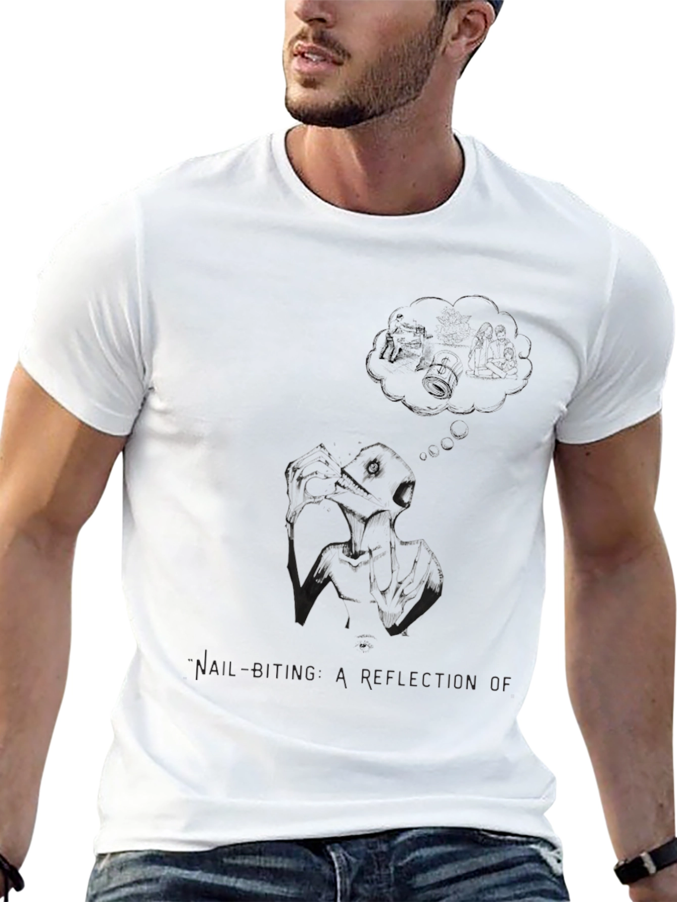 Nail Biting Reflection Graphic Tee
