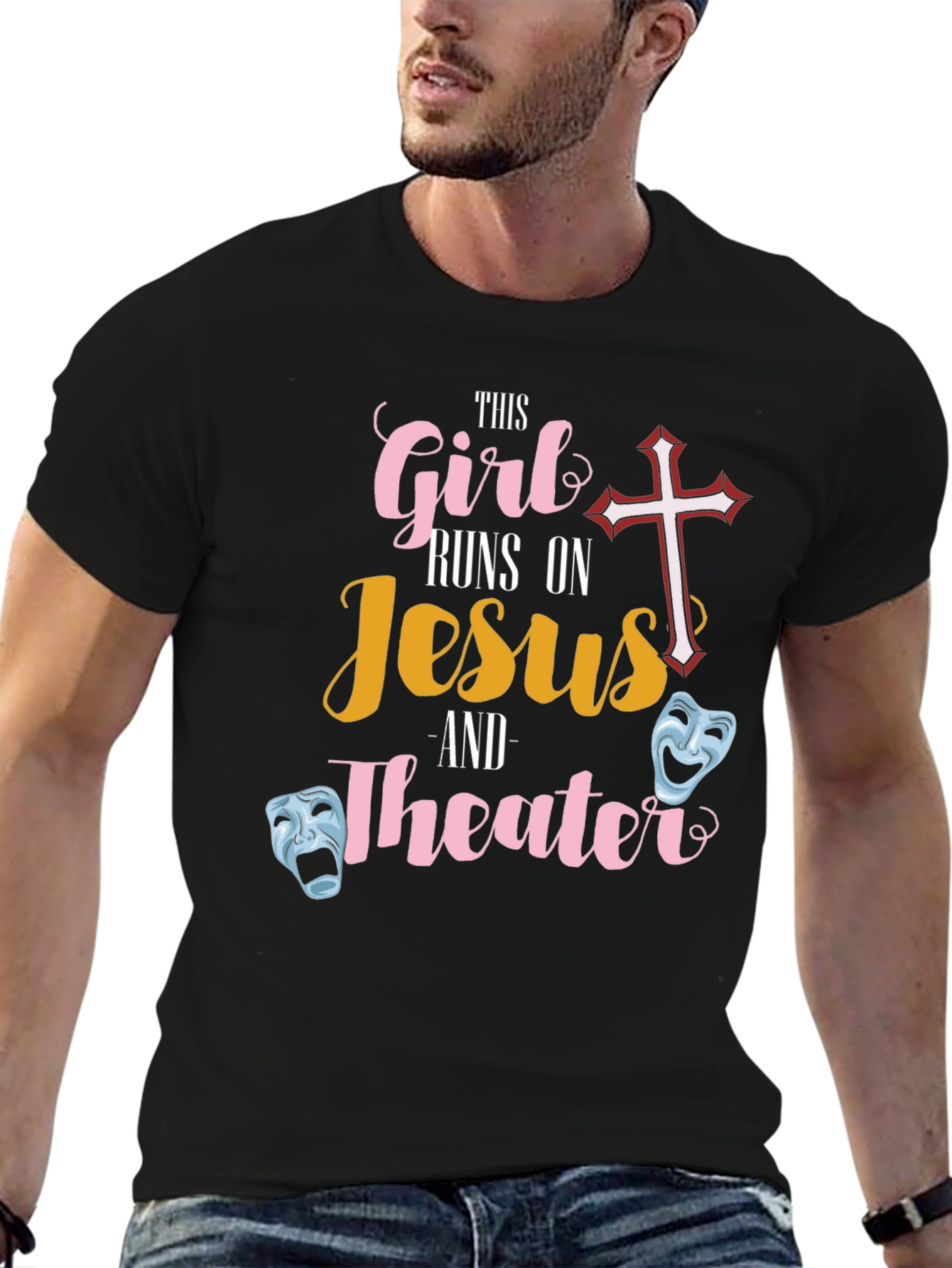 This Girl Runs On Jesus and Theater T-Shirt