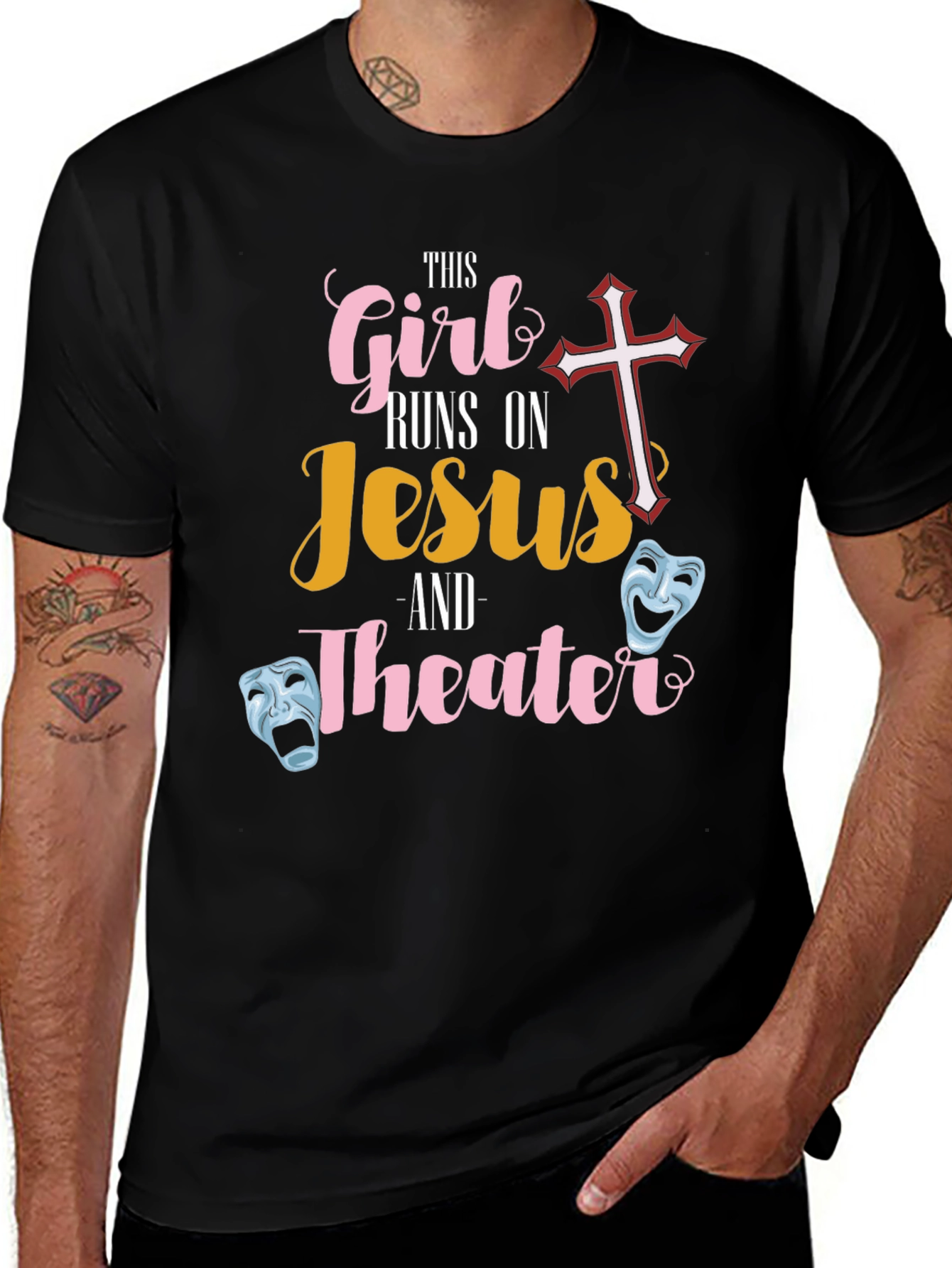 This Girl Runs On Jesus and Theater T-Shirt