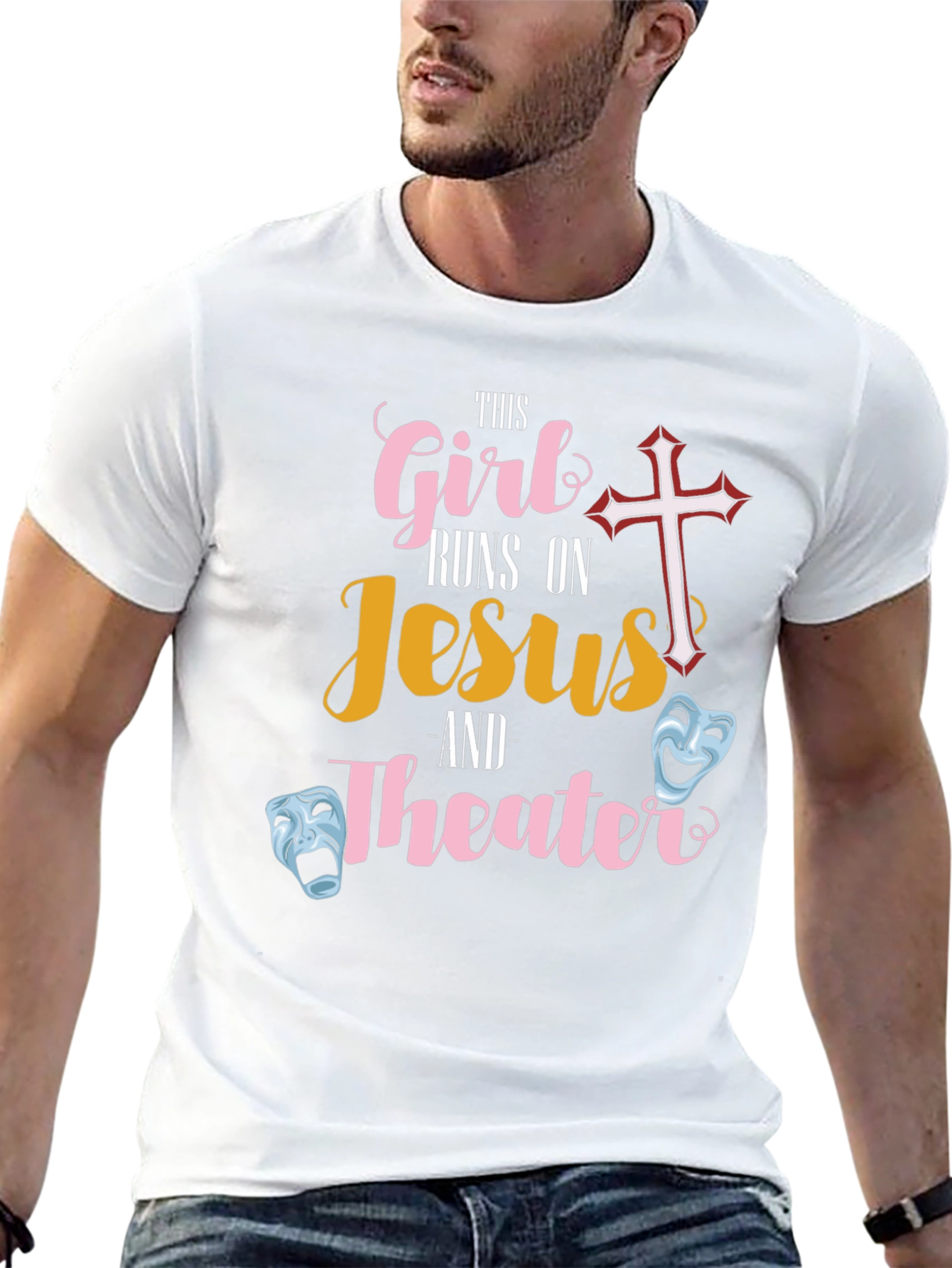 This Girl Runs On Jesus and Theater T-Shirt