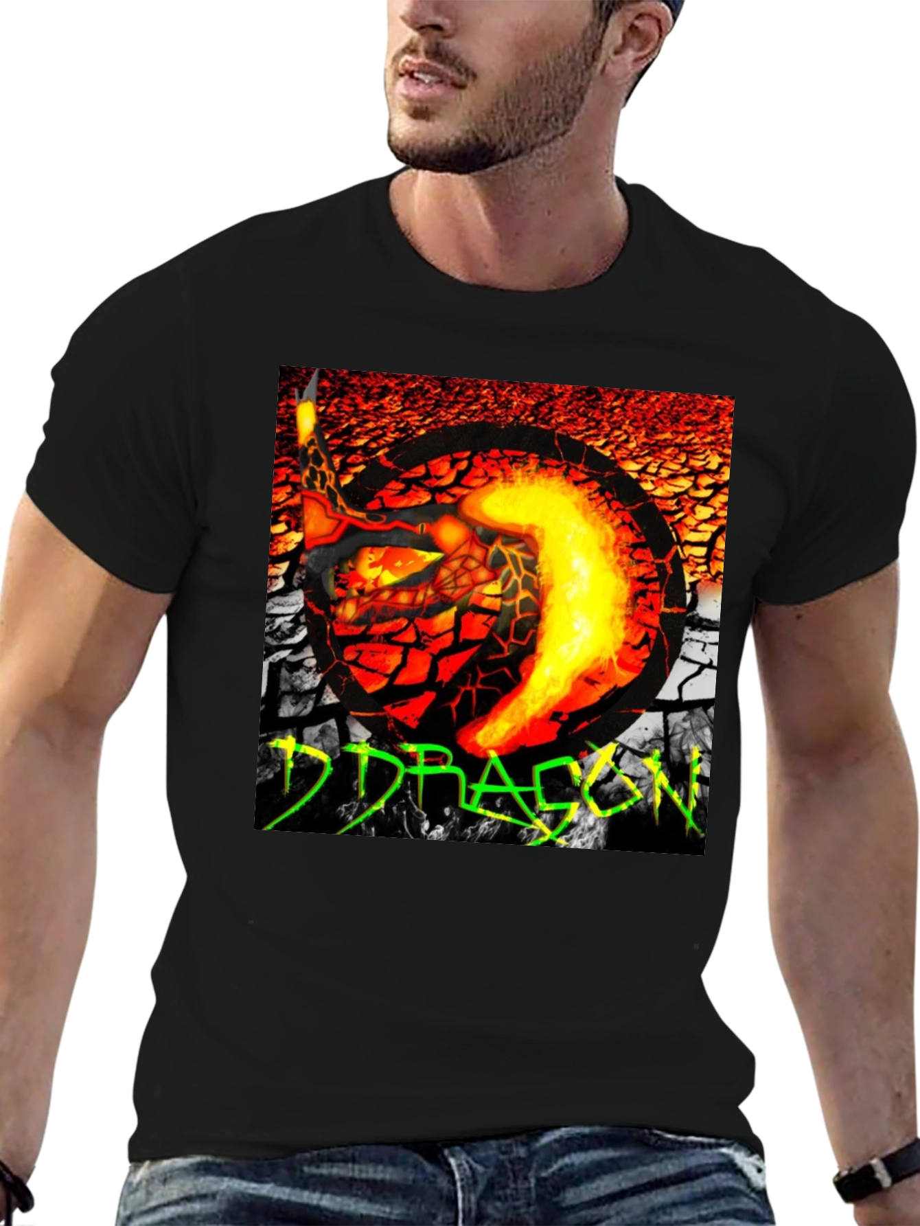Fiery Dragon Graphic T-Shirt - Bold Design