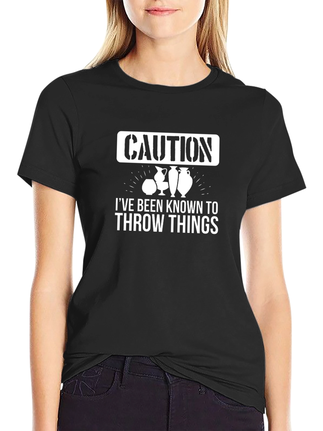 Caution: I Throw Things T-Shirt - Potter Humor