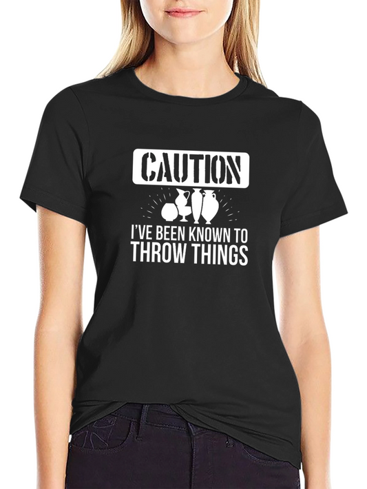 Caution: I Throw Things T-Shirt - Potter Humor