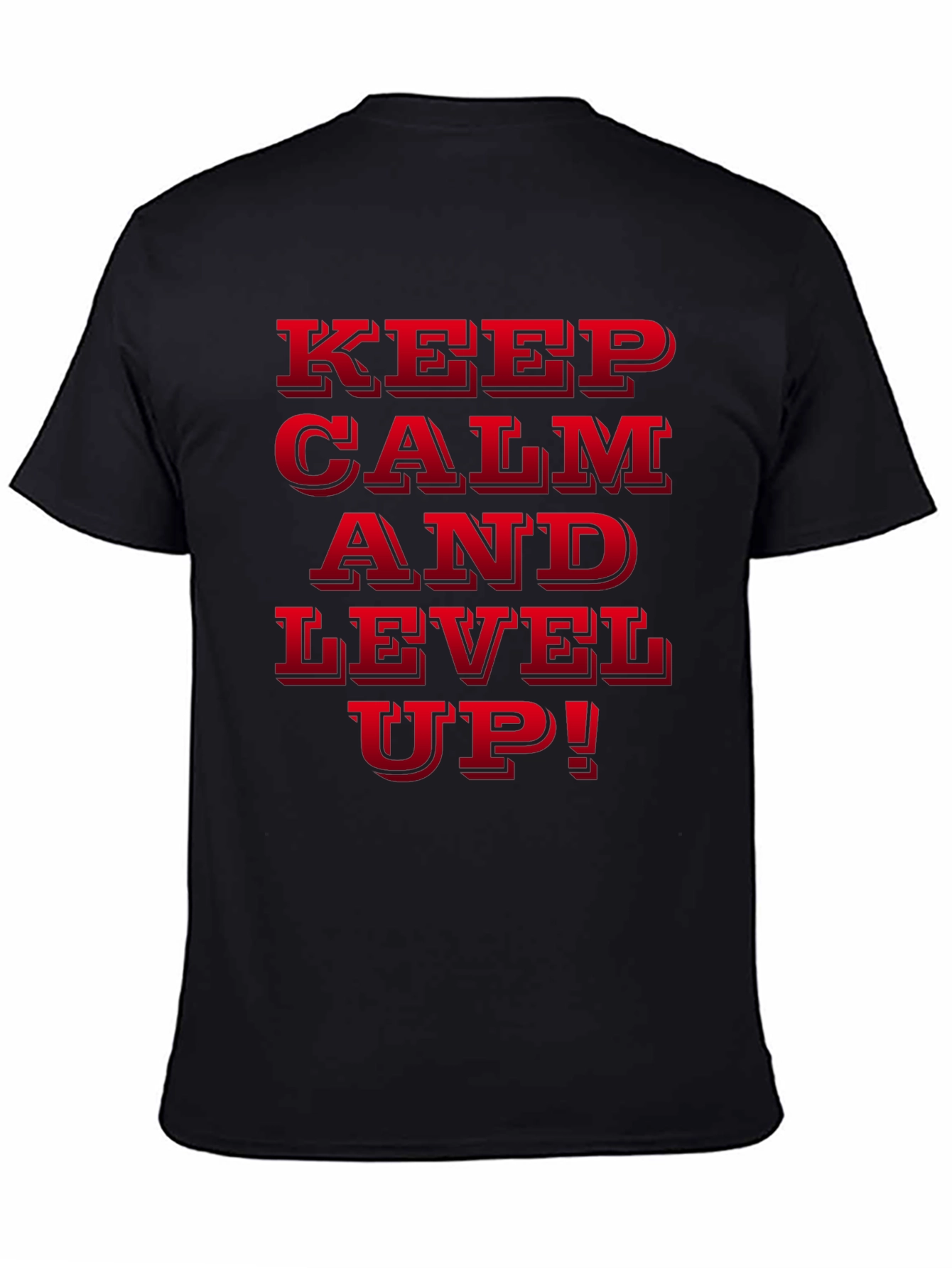 Keep Calm and Level Up Black Graphic Tee
