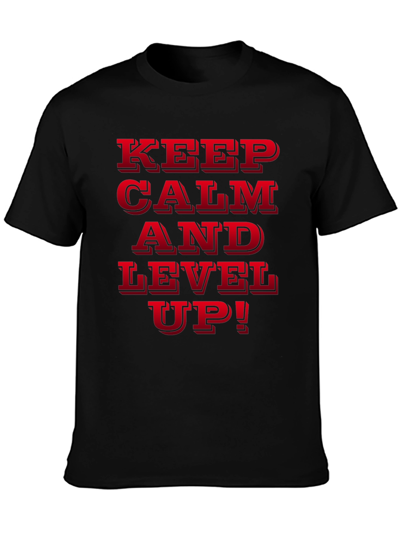 Keep Calm and Level Up Black Graphic Tee