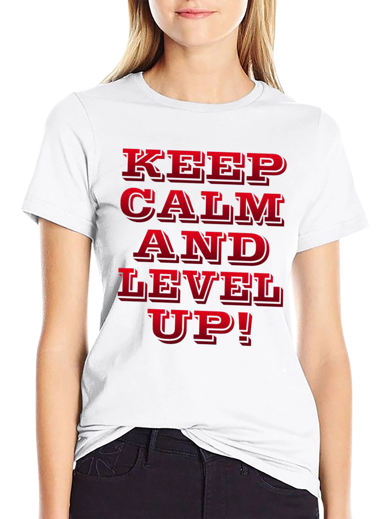 Keep Calm and Level Up Black Graphic Tee
