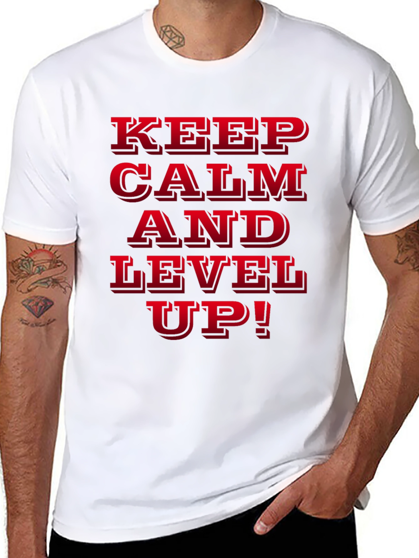 Keep Calm and Level Up Black Graphic Tee