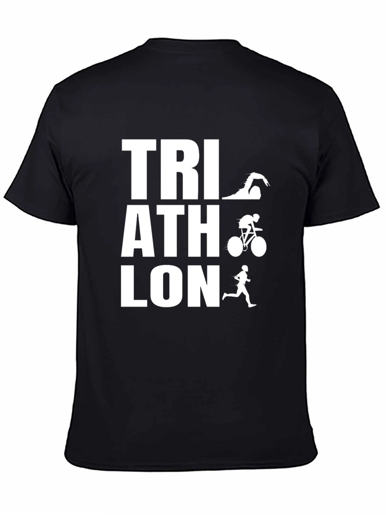 Triathlon Black T-Shirt - Swim Bike Run