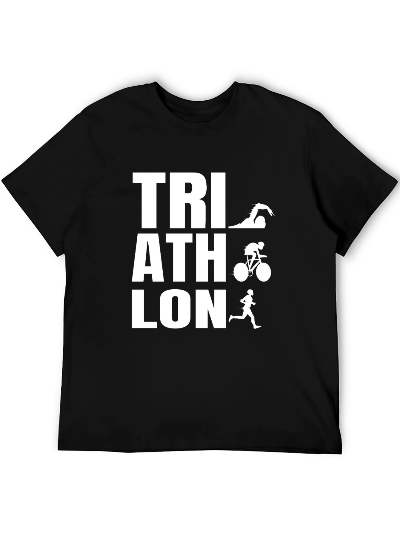 Triathlon Black T-Shirt - Swim Bike Run