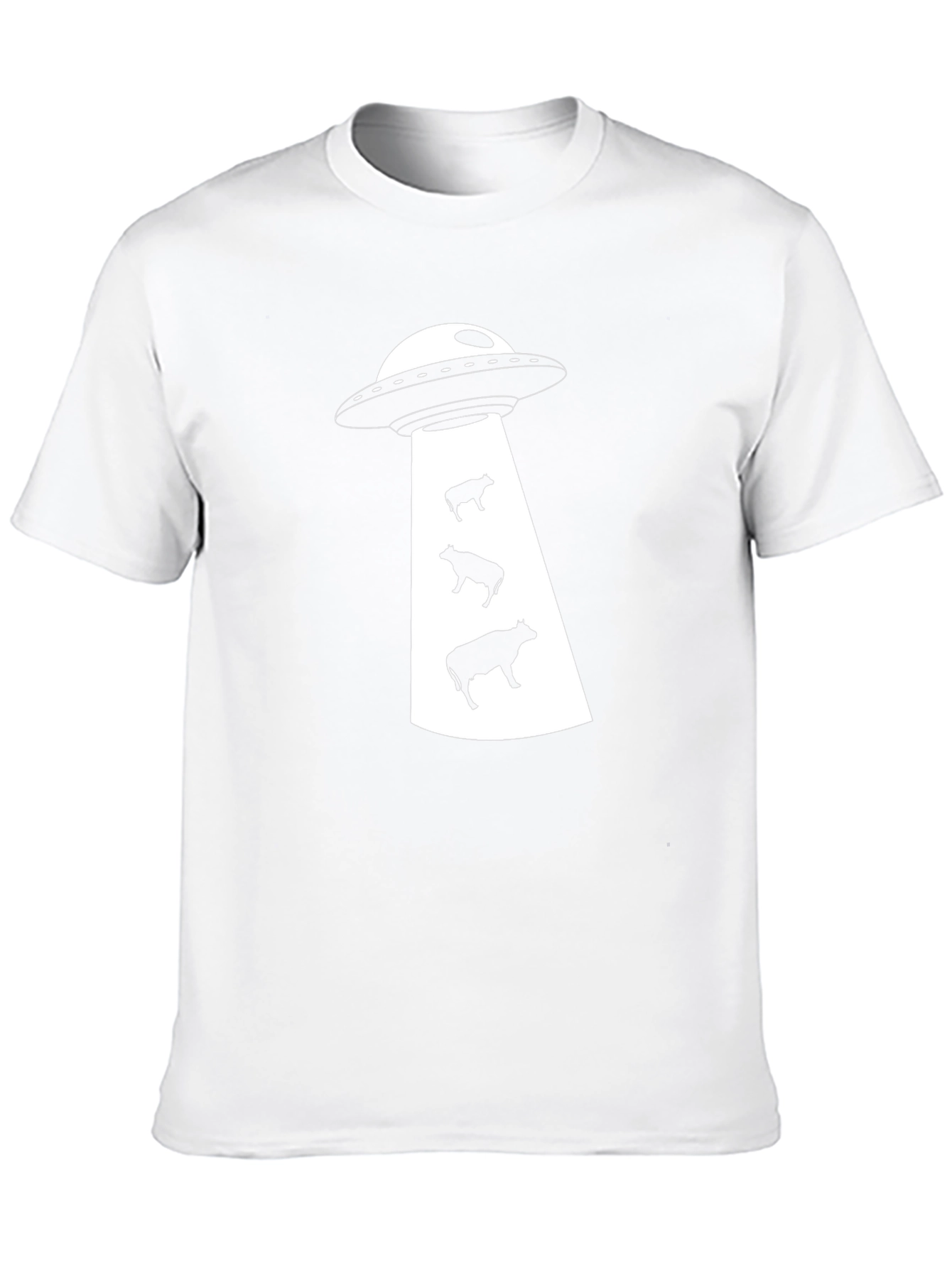 UFO Cow Abduction Graphic Tee - Black Cotton T-Shirt