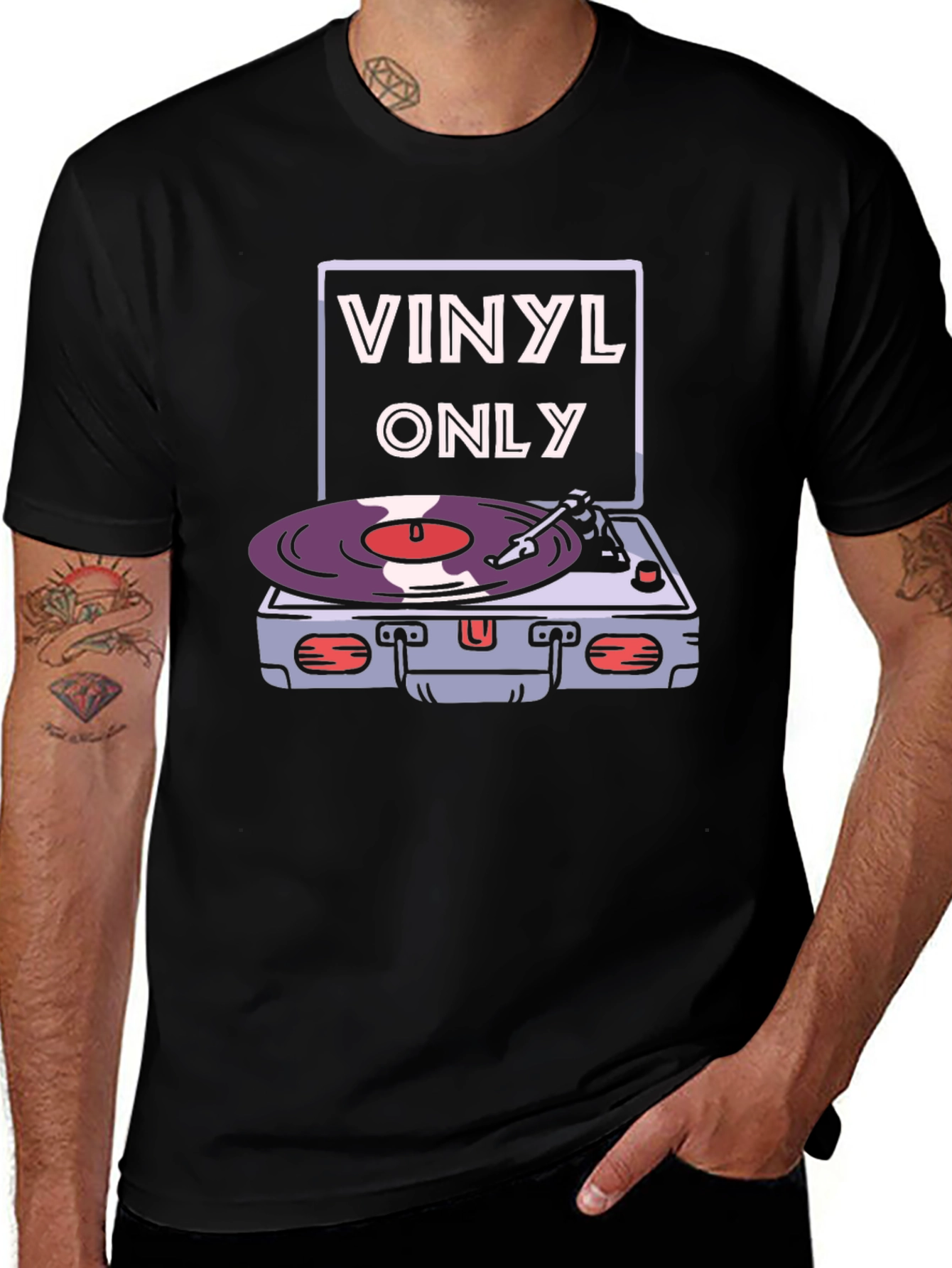 Vinyl Only Graphic Tee - Retro Music Lover T-Shirt