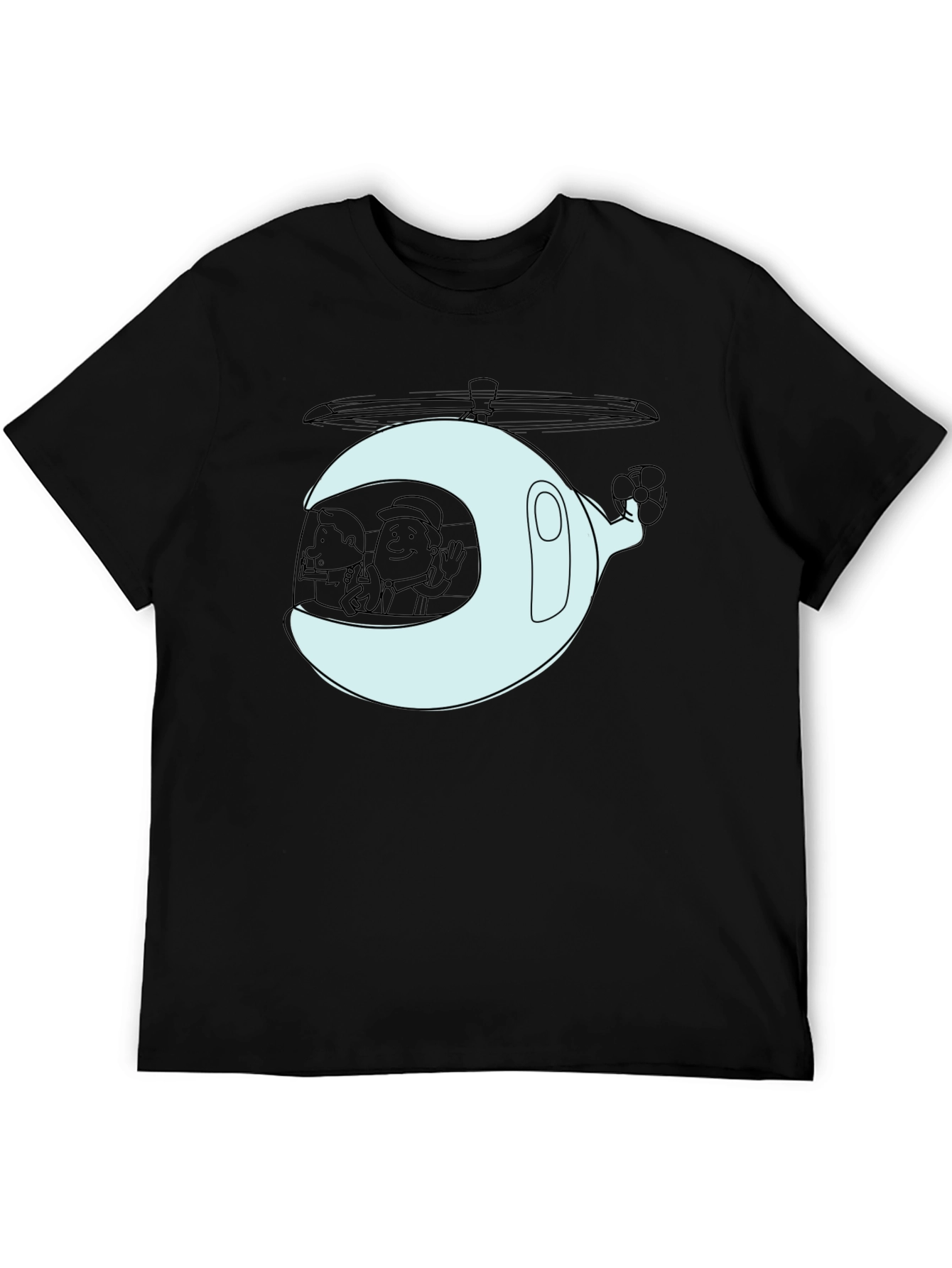 Cartoon Helicopter Graphic T-Shirt