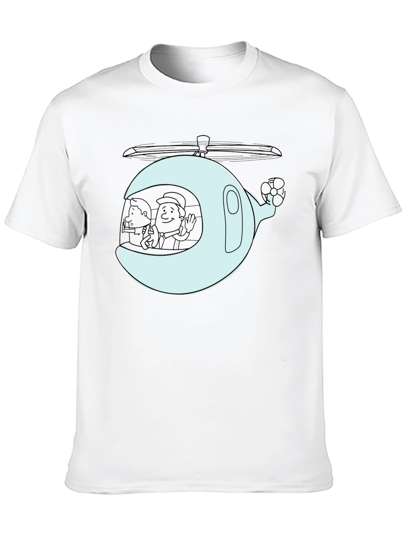 Cartoon Helicopter Graphic T-Shirt