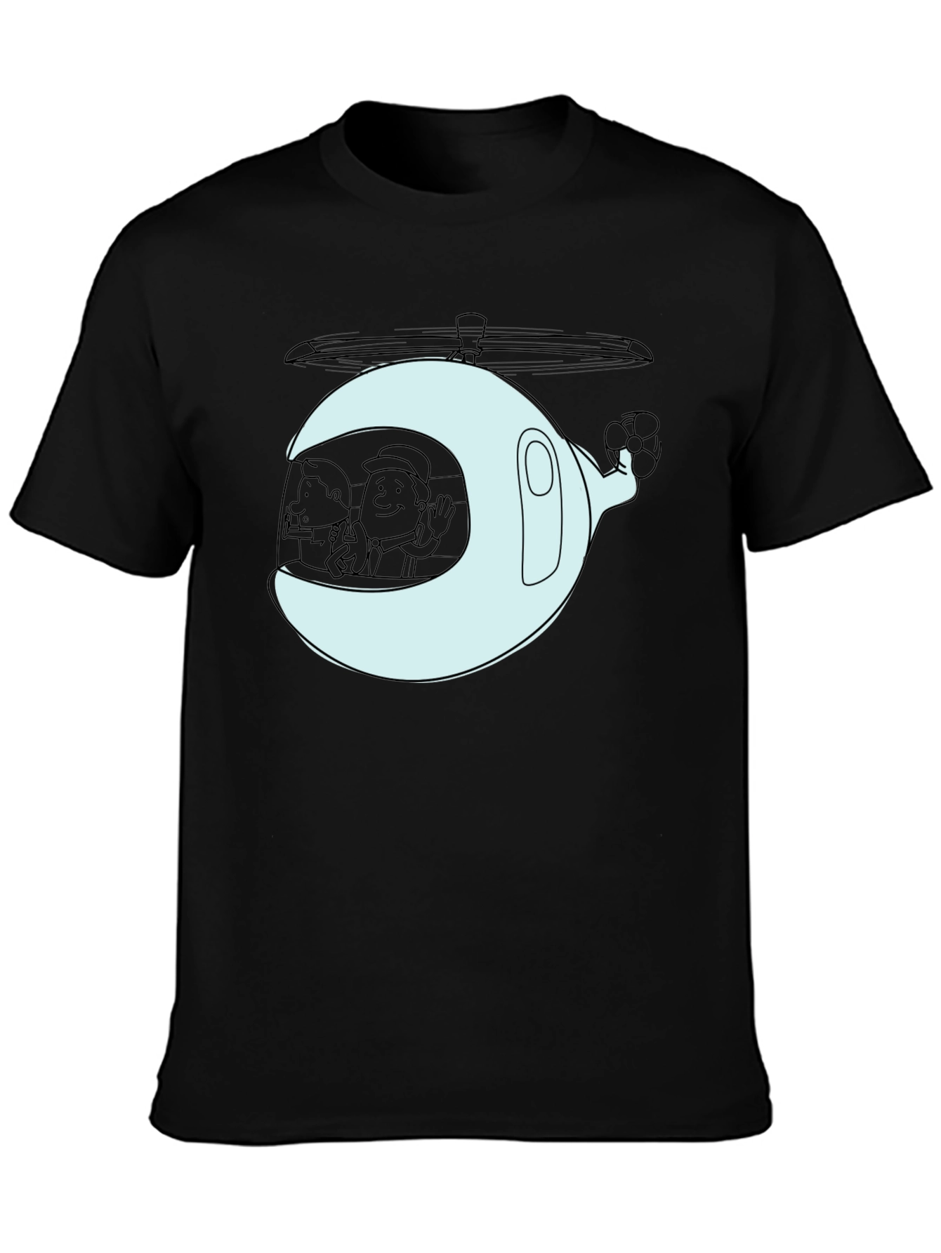 Cartoon Helicopter Graphic T-Shirt