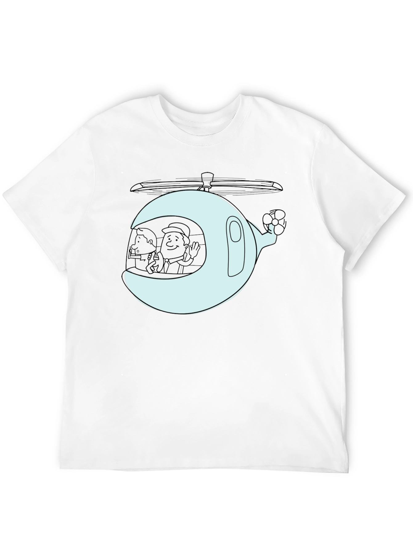 Cartoon Helicopter Graphic T-Shirt