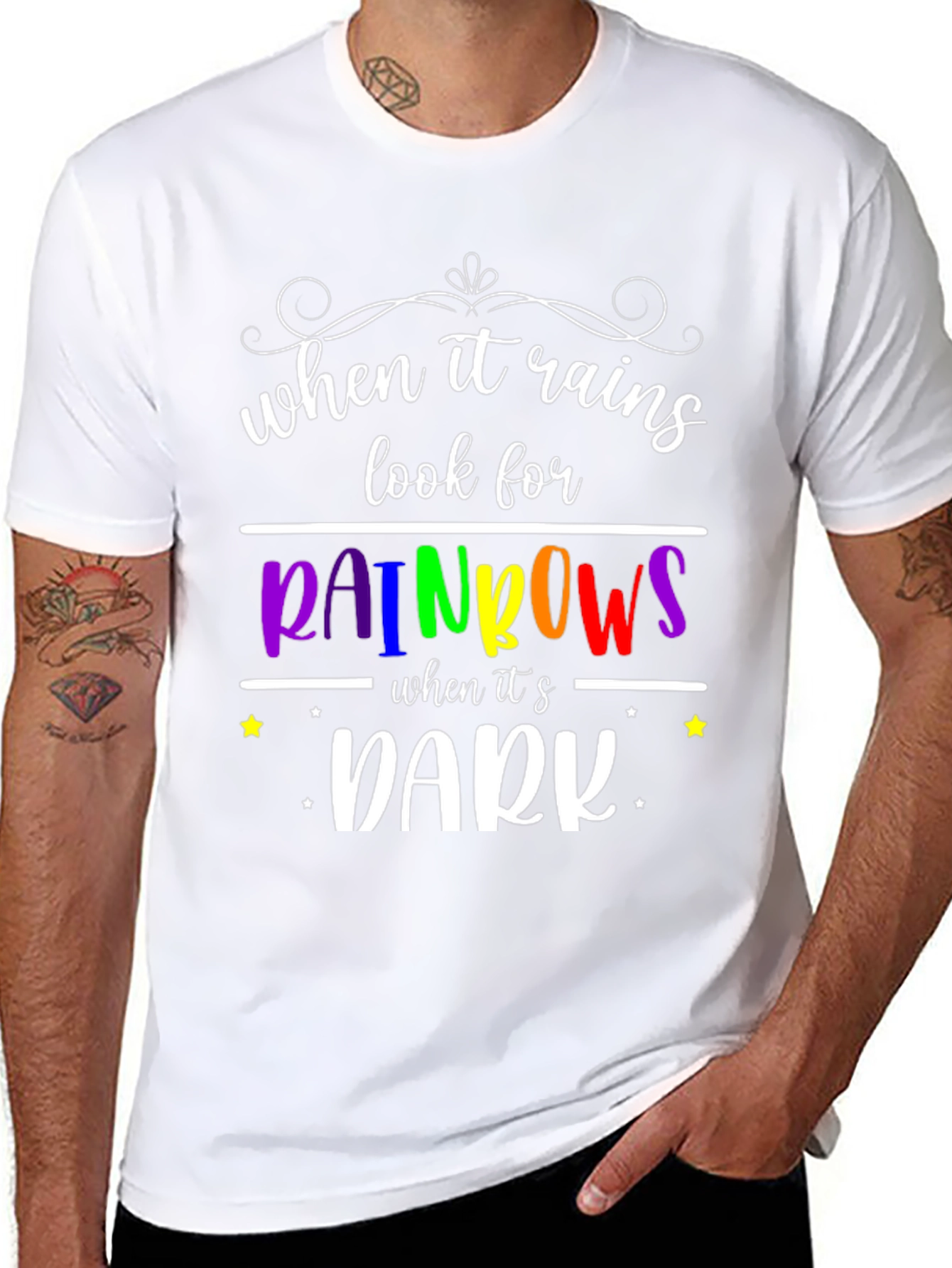 Rainbows After The Rain Black T-Shirt
