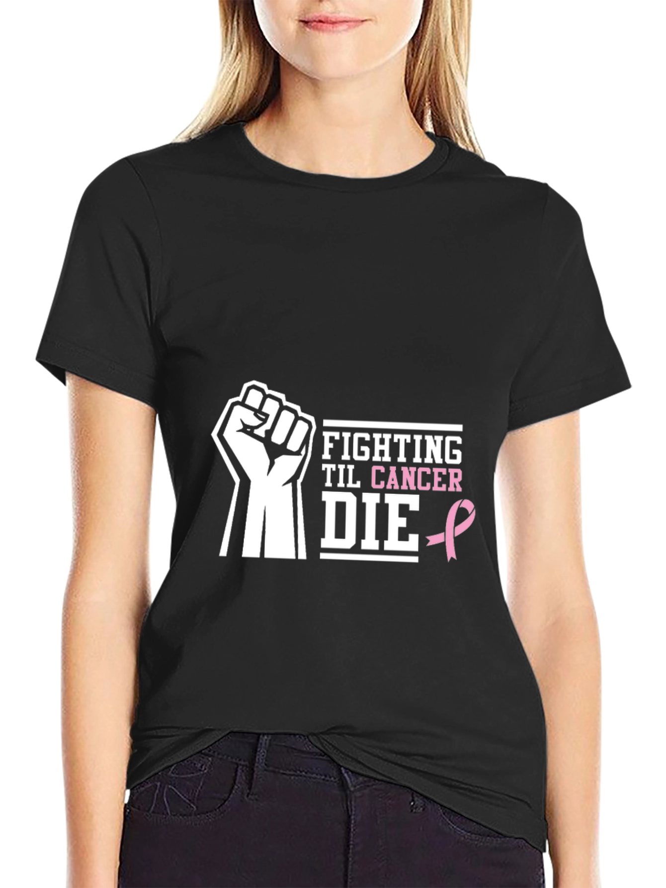 Fight Cancer Awareness Black T-Shirt