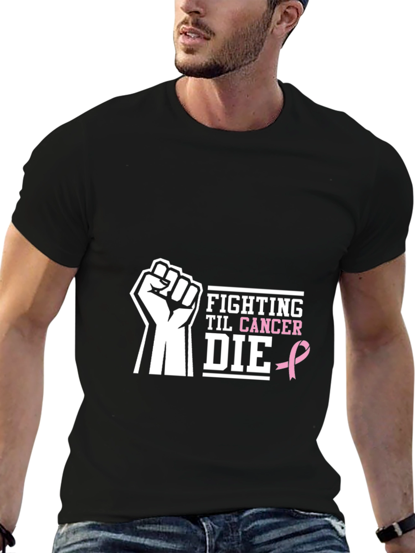 Fight Cancer Awareness Black T-Shirt