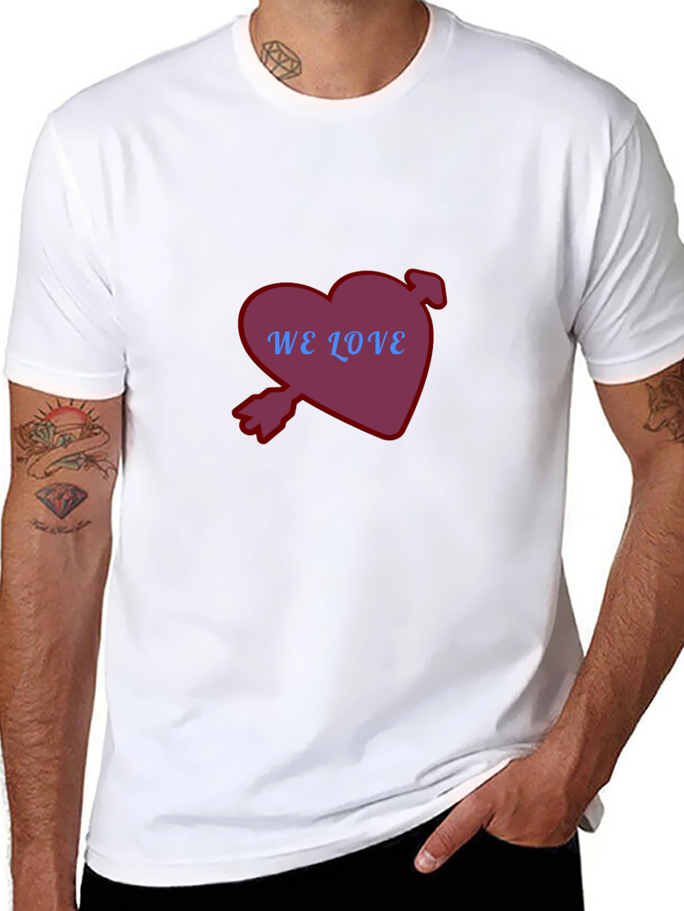 Heart We Love T-Shirt Casual Black Tee