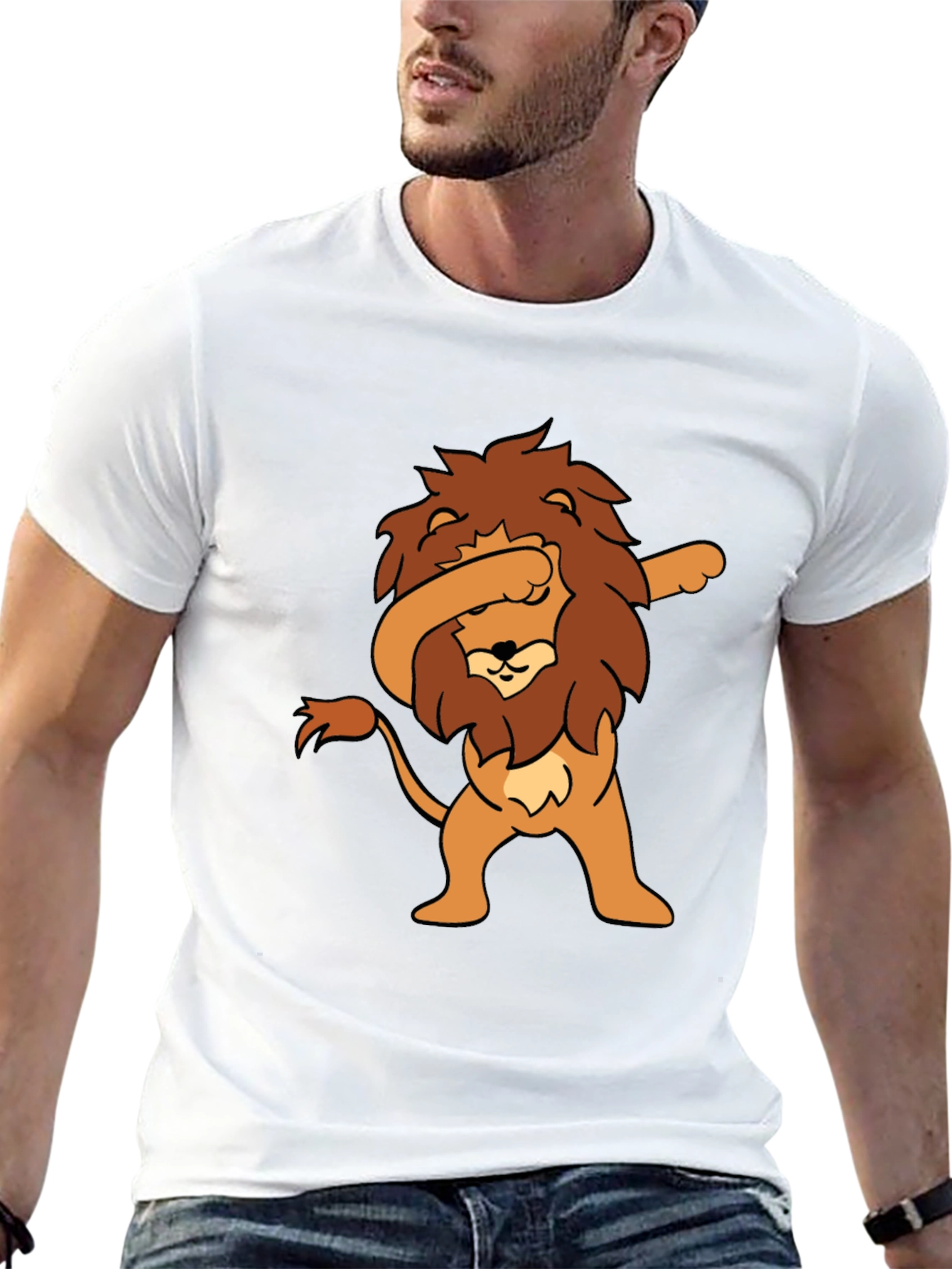 Dabbing Lion Graphic Tee - Trendy Fun T-Shirt