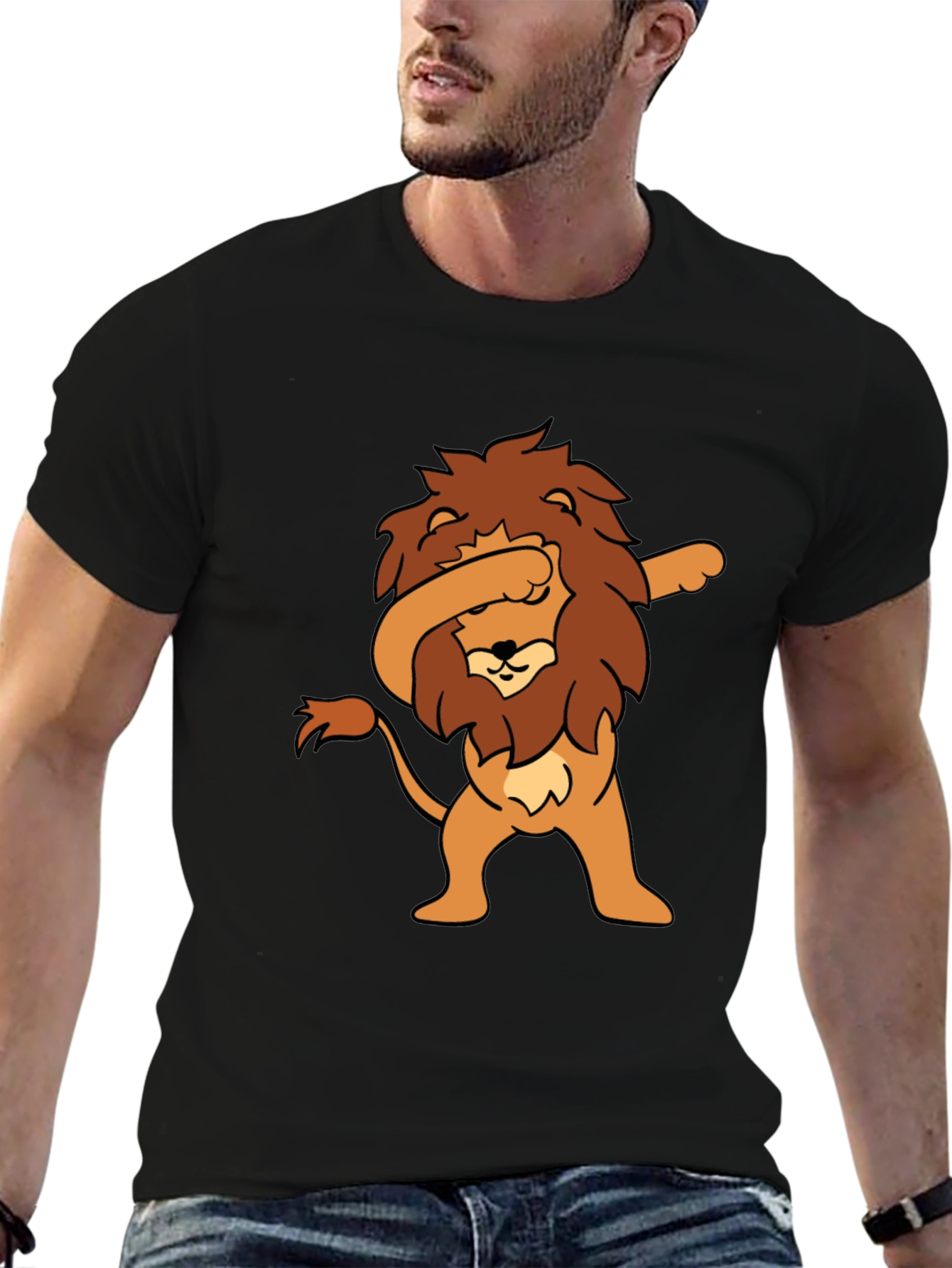 Dabbing Lion Graphic Tee - Trendy Fun T-Shirt