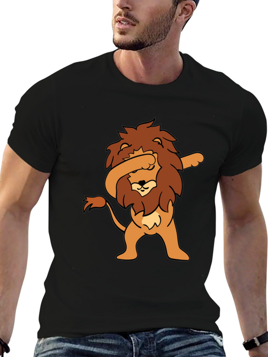 Dabbing Lion Graphic Tee - Trendy Fun T-Shirt