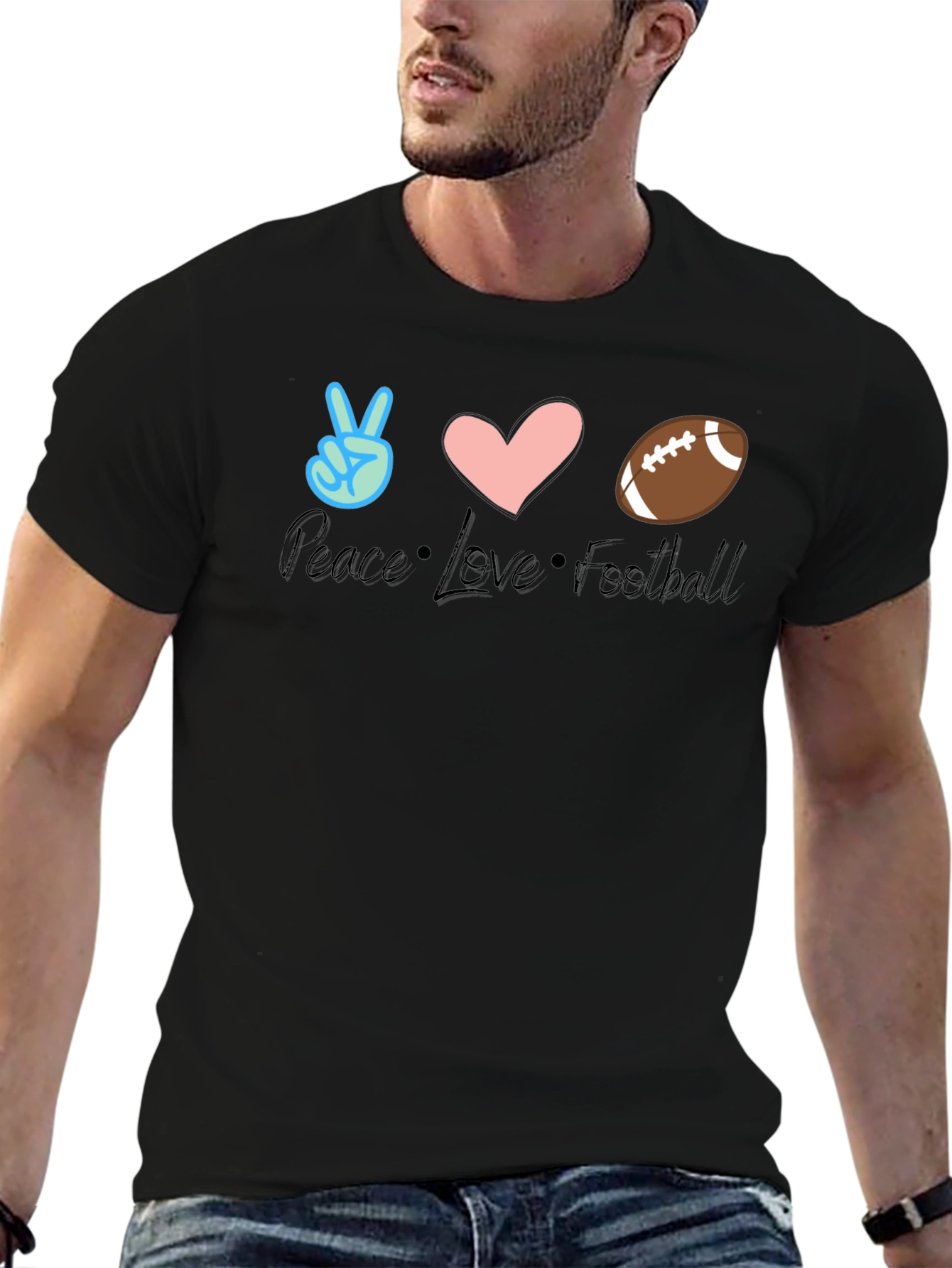 Peace Love Football T-Shirt - Game Day Comfort