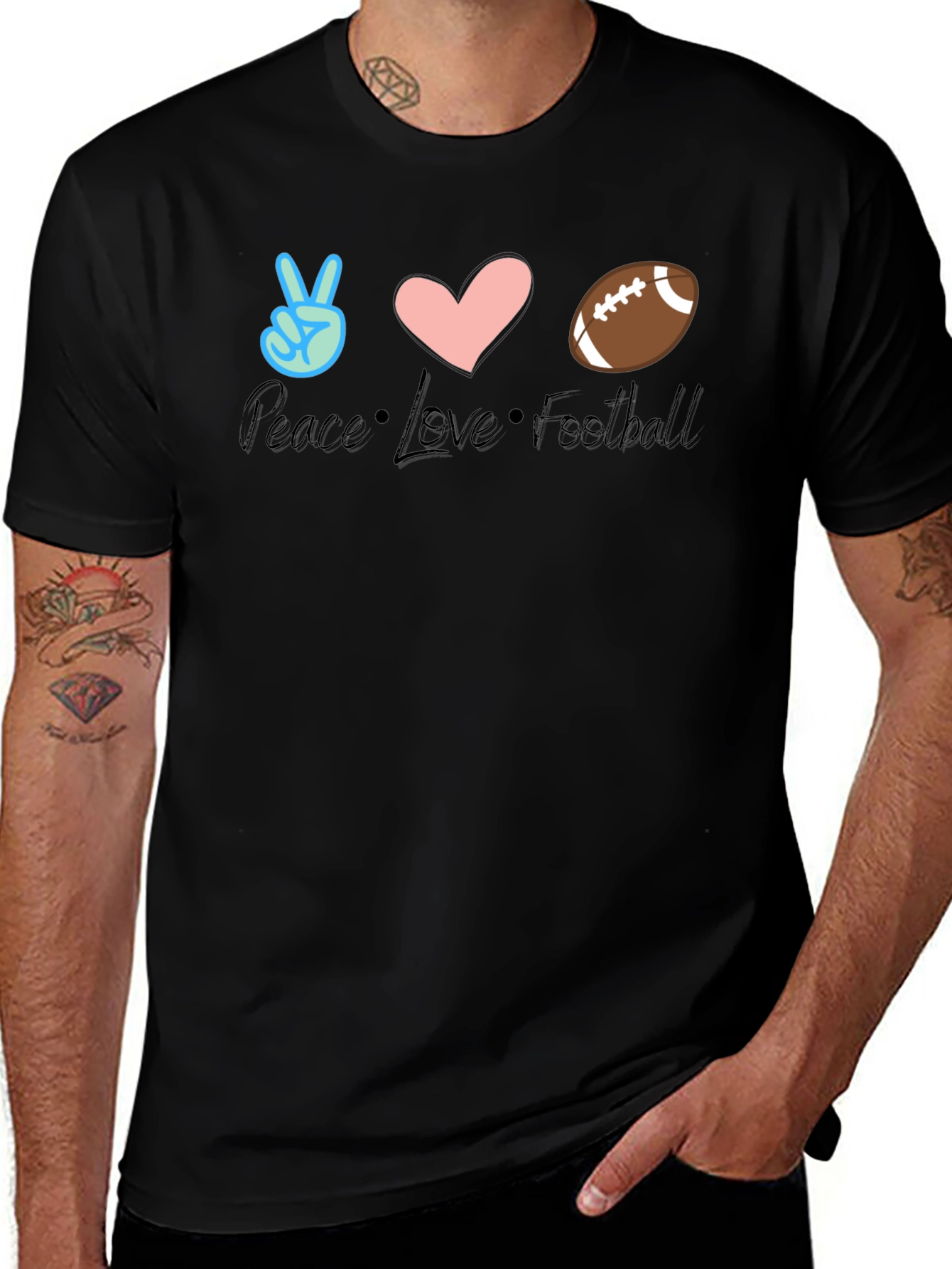 Peace Love Football T-Shirt - Game Day Comfort