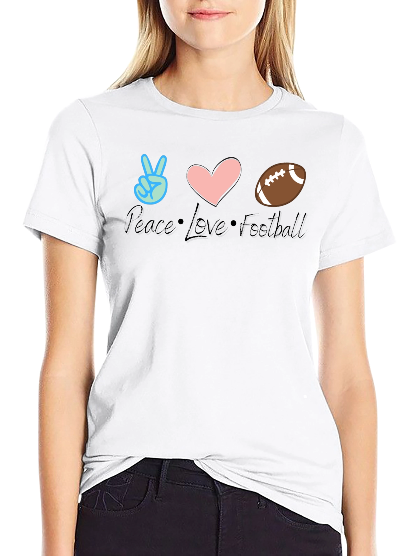Peace Love Football T-Shirt - Game Day Comfort