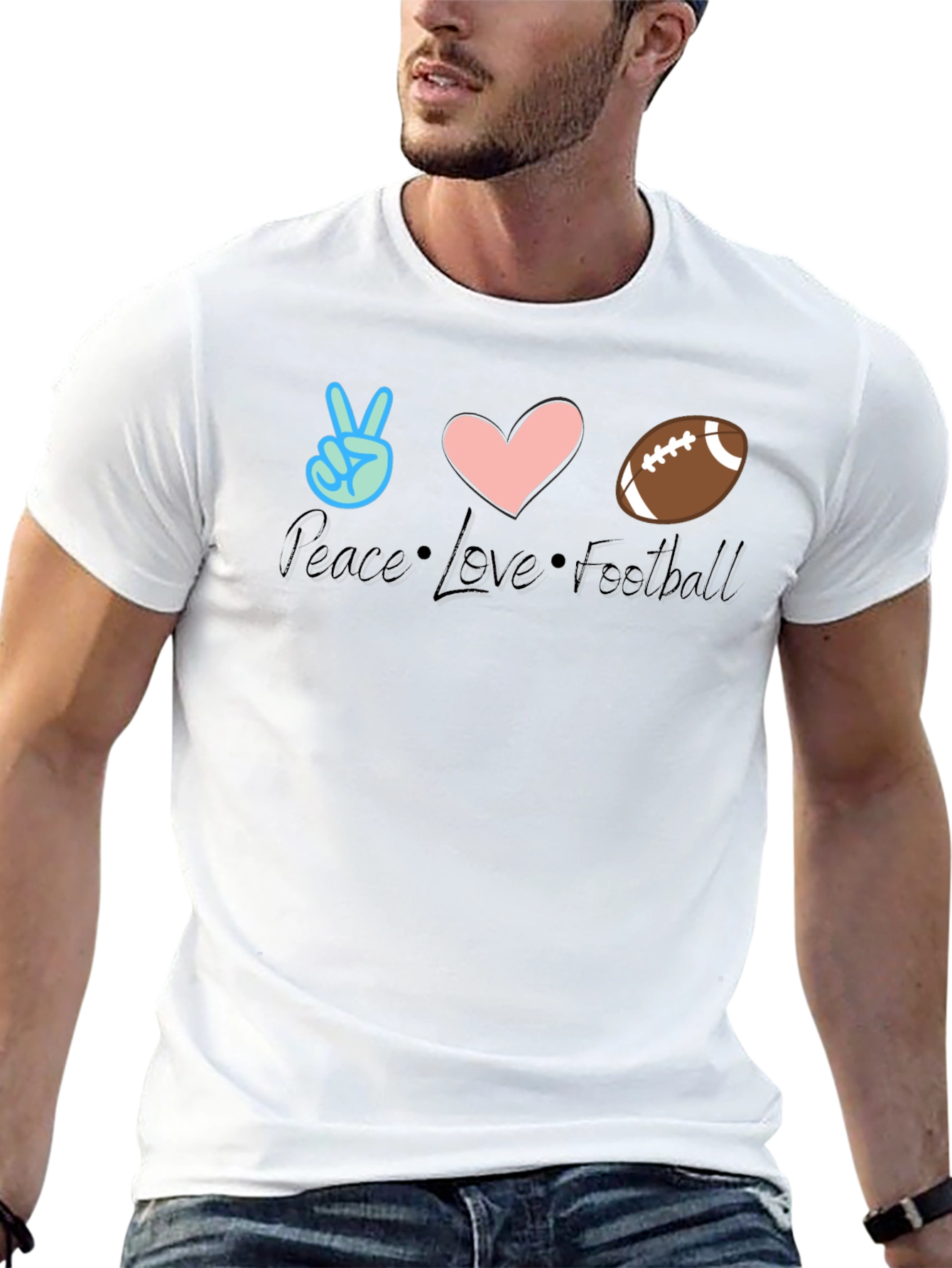 Peace Love Football T-Shirt - Game Day Comfort