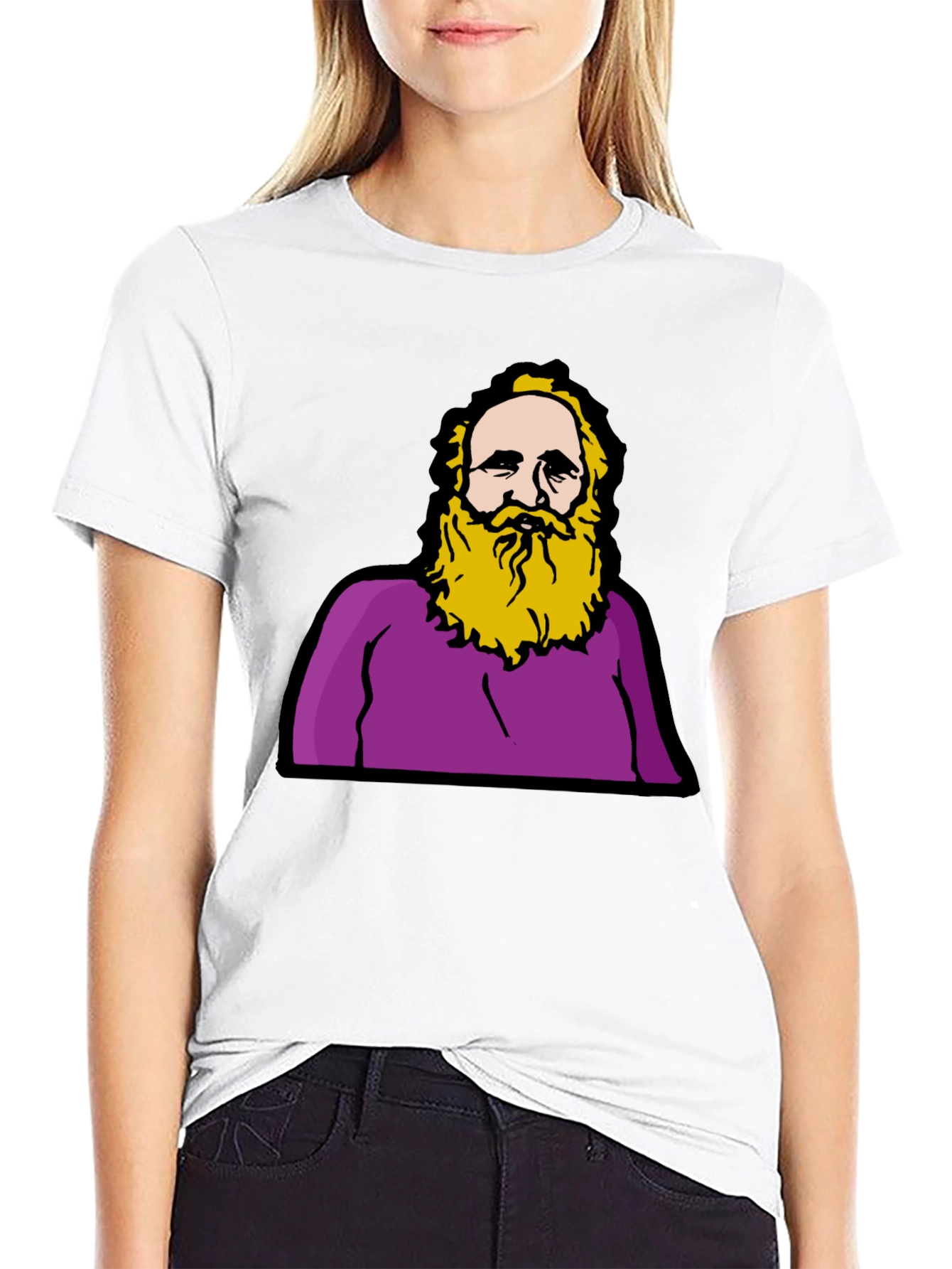 Funny Cartoon Mans Portrait Black T-Shirt