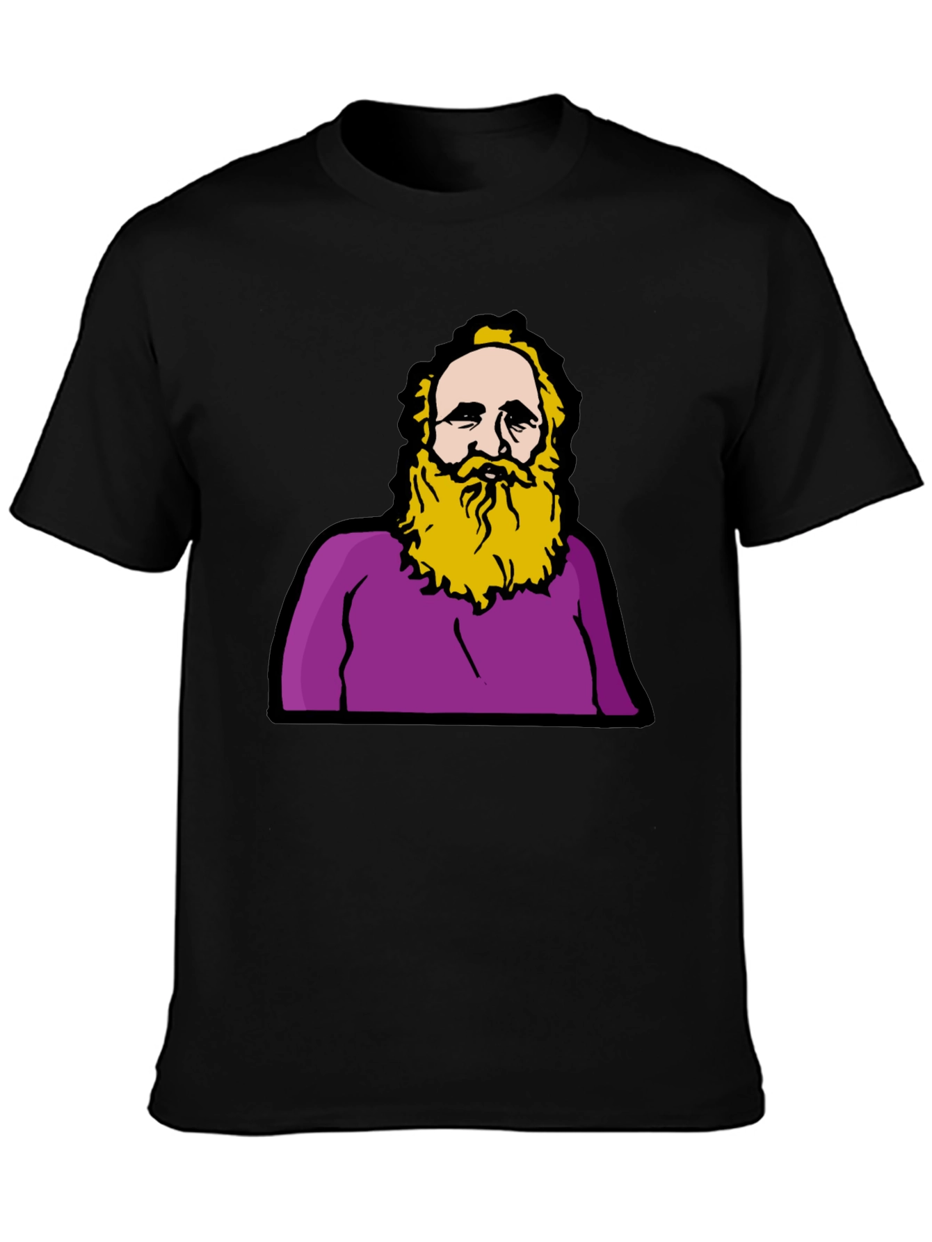 Funny Cartoon Mans Portrait Black T-Shirt
