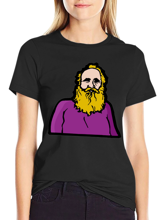Funny Cartoon Mans Portrait Black T-Shirt