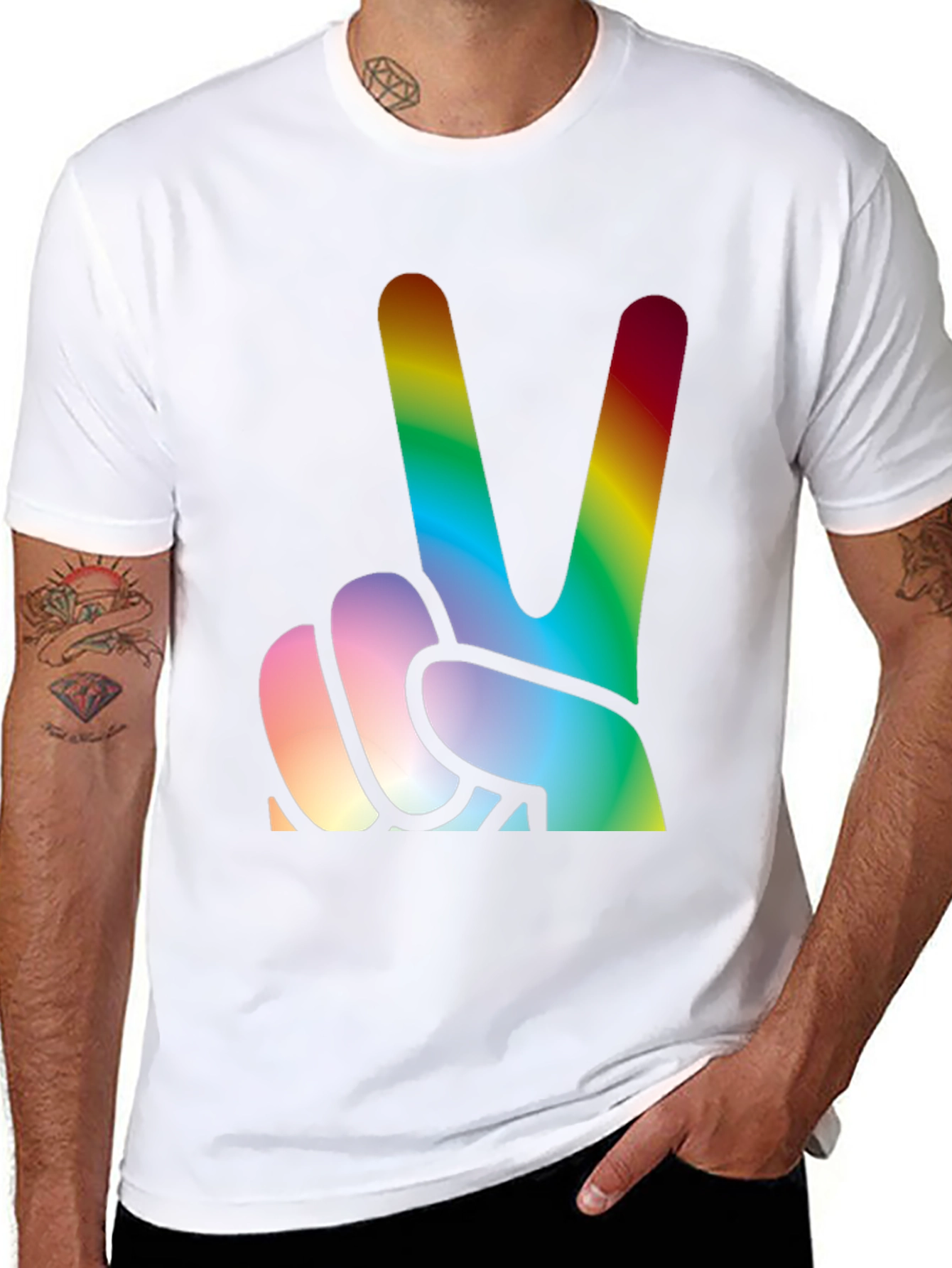 Rainbow Peace Sign Graphic Tee