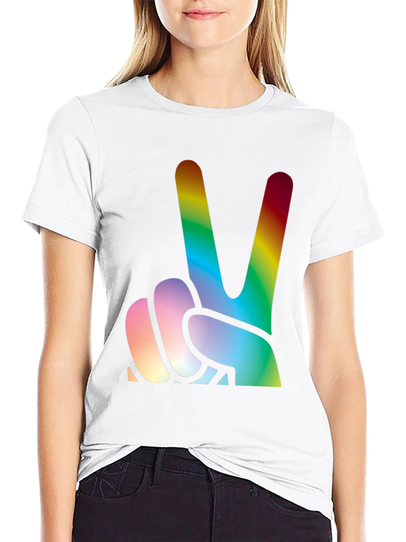 Rainbow Peace Sign Graphic Tee