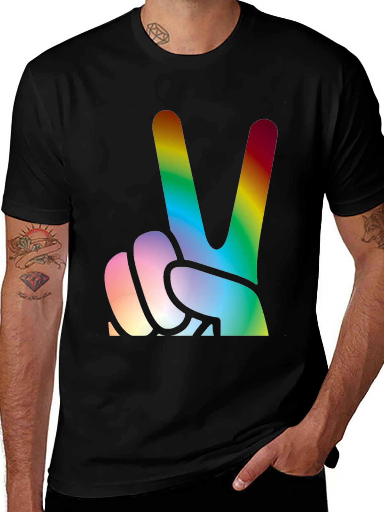 Rainbow Peace Sign Graphic Tee