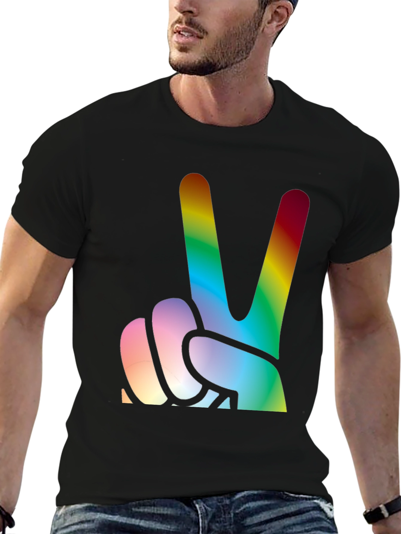 Rainbow Peace Sign Graphic Tee