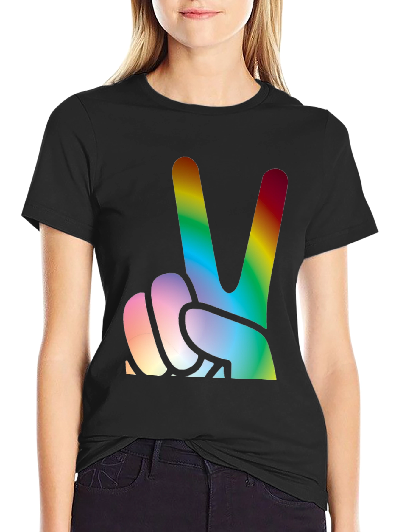 Rainbow Peace Sign Graphic Tee
