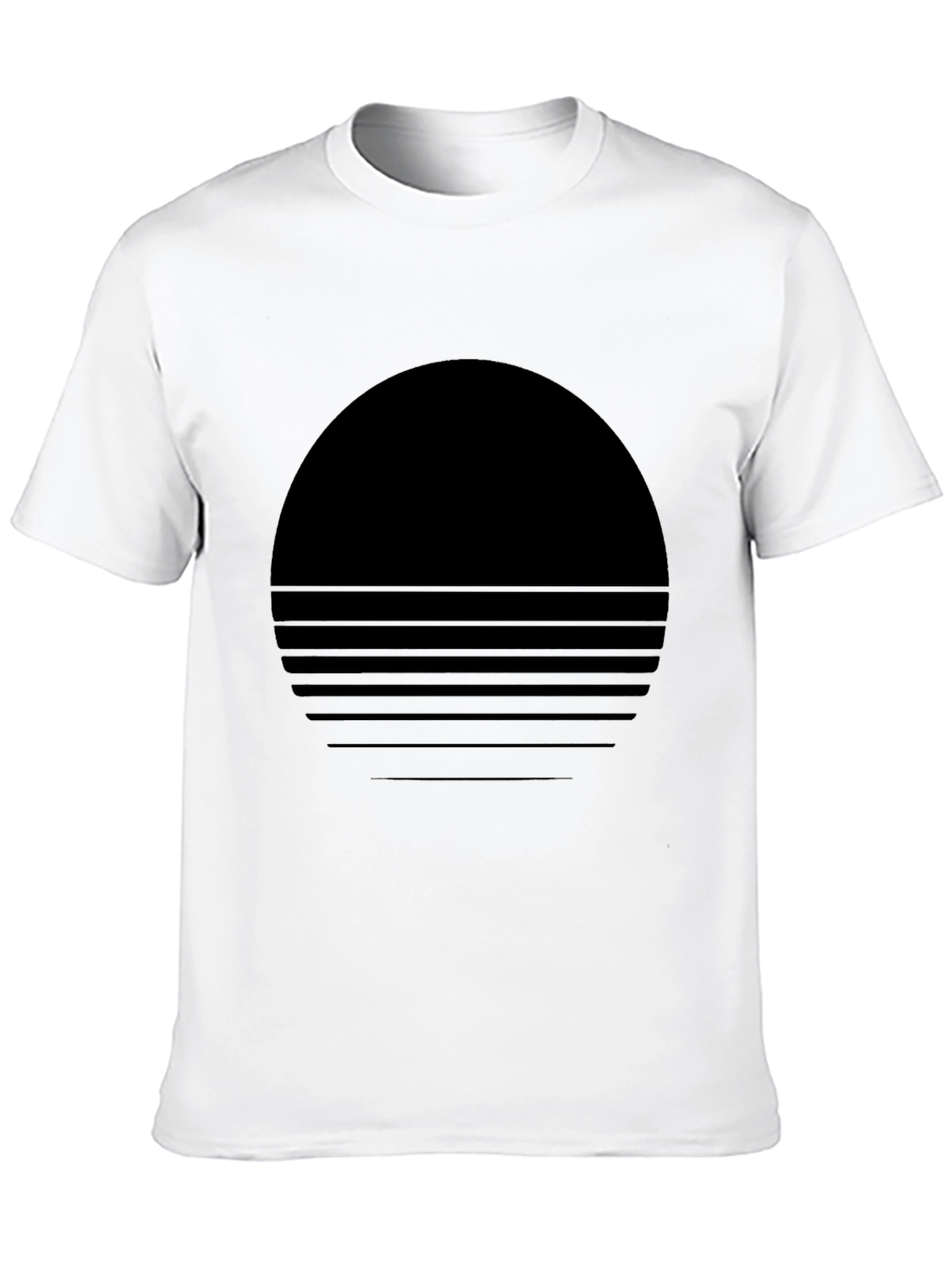 Retro Sunset Graphic Tee - Soft Black Cotton