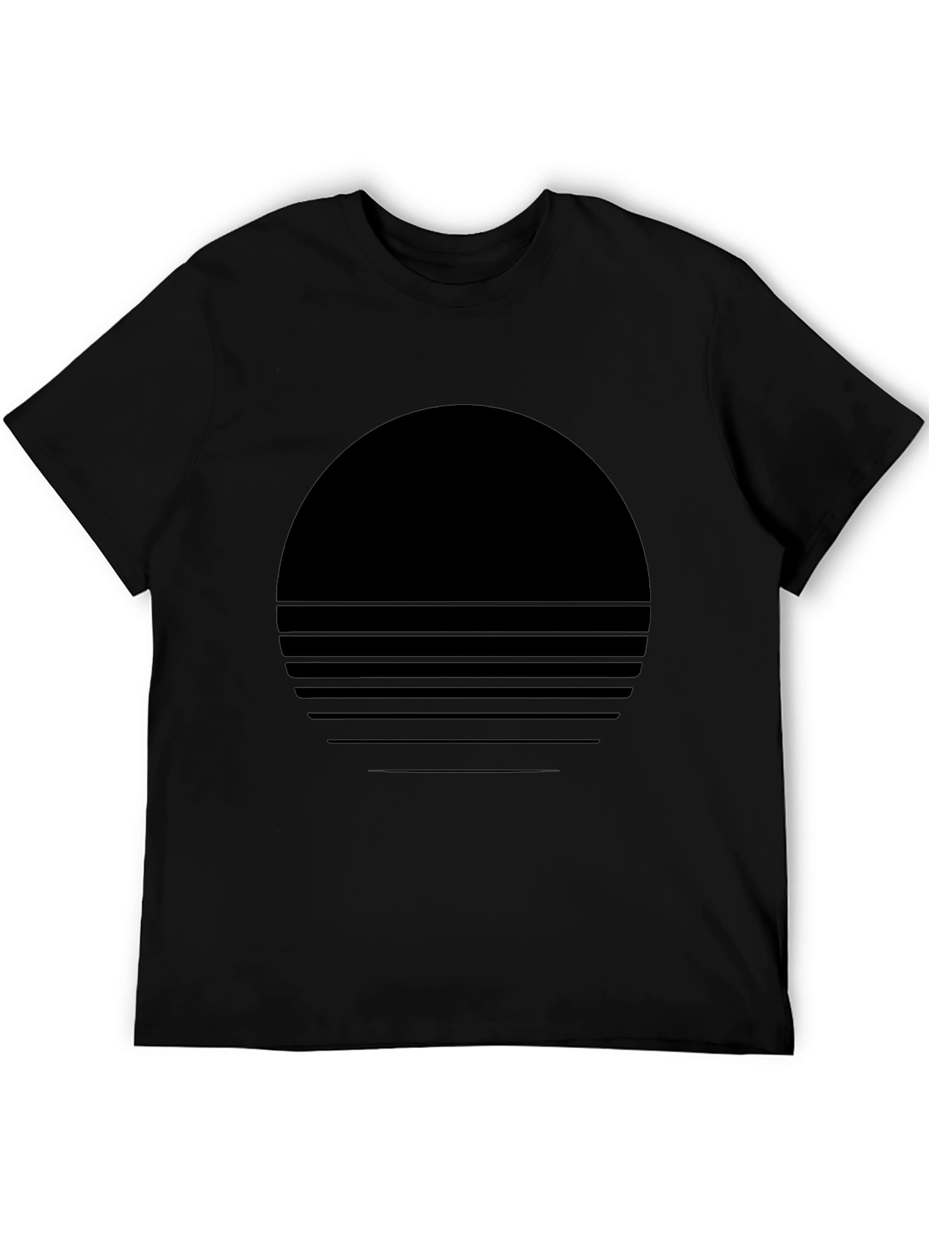 Retro Sunset Graphic Tee - Soft Black Cotton
