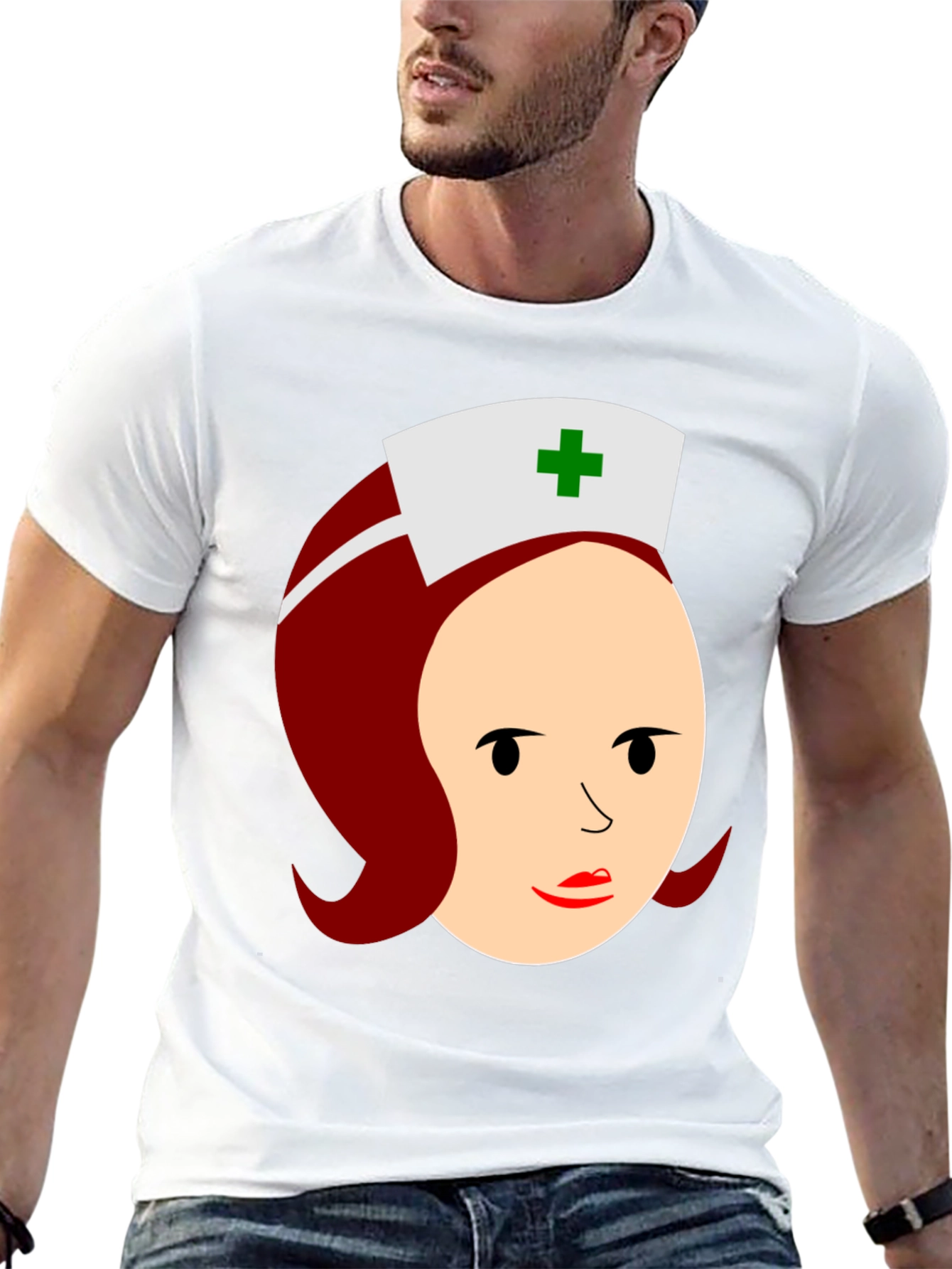 Nurse Cartoon Graphic T-Shirt - Black