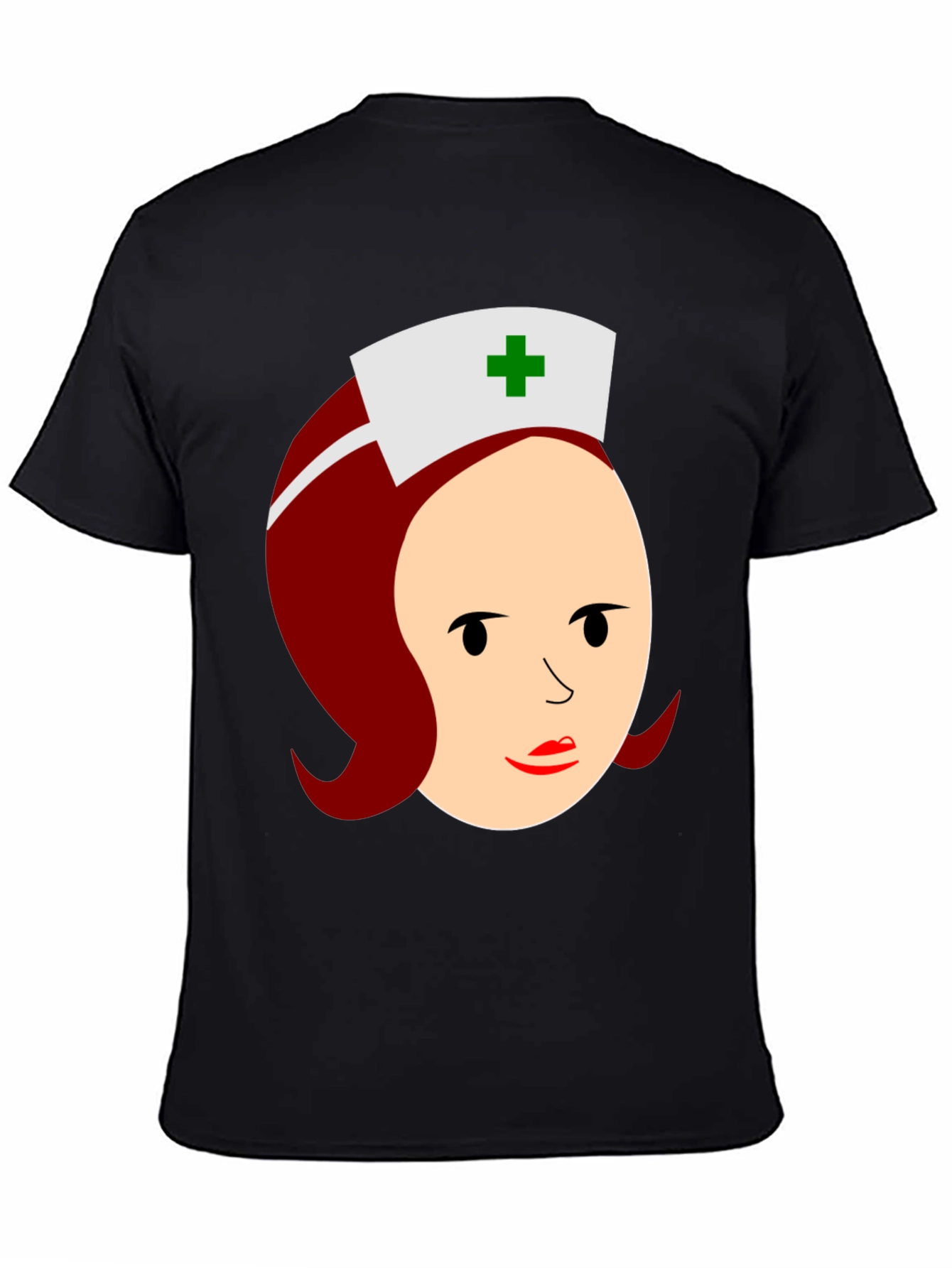 Nurse Cartoon Graphic T-Shirt - Black