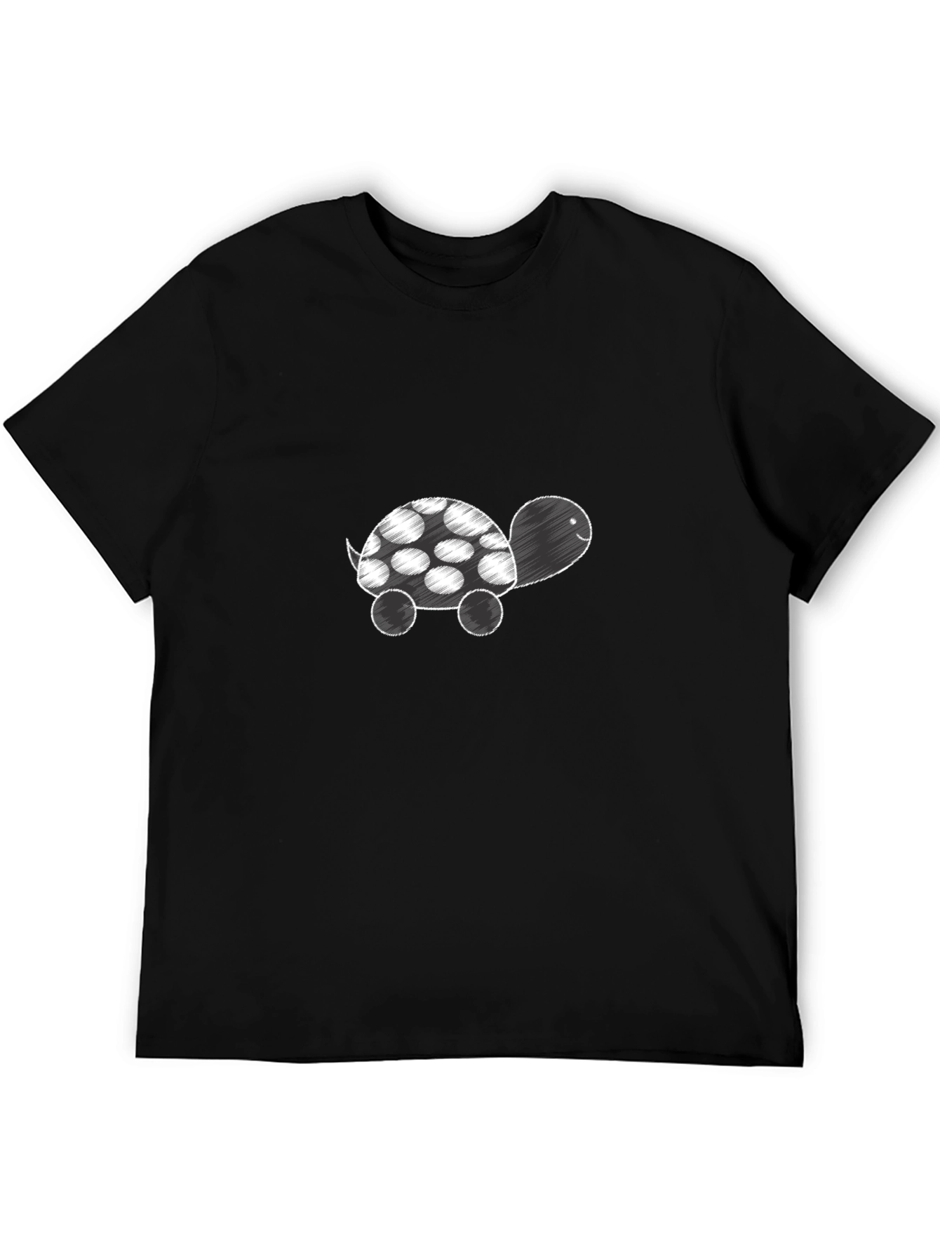Cute Turtle Graphic Tee - Black Cotton Shirt