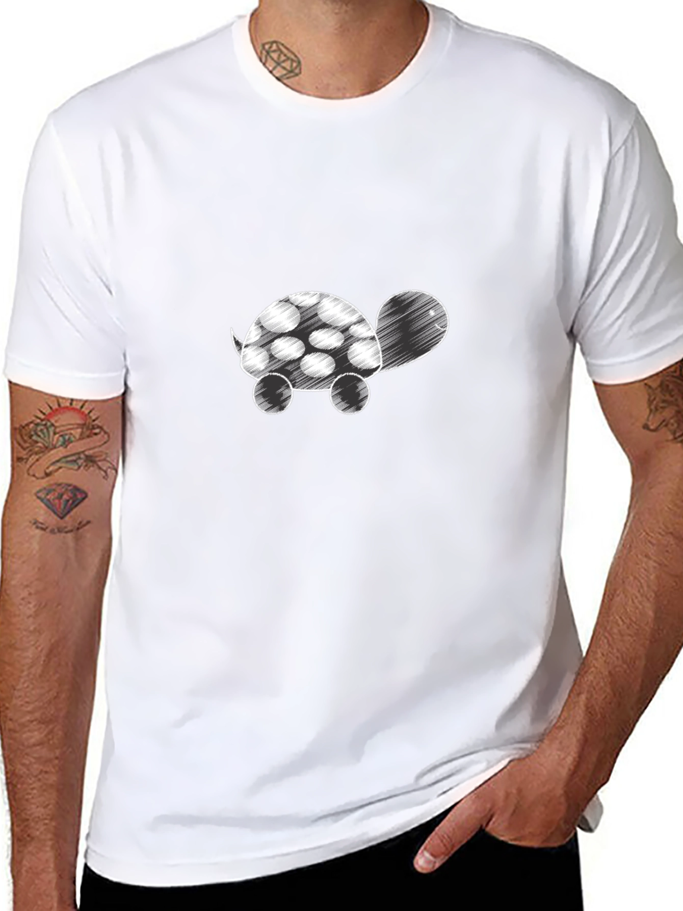 Cute Turtle Graphic Tee - Black Cotton Shirt