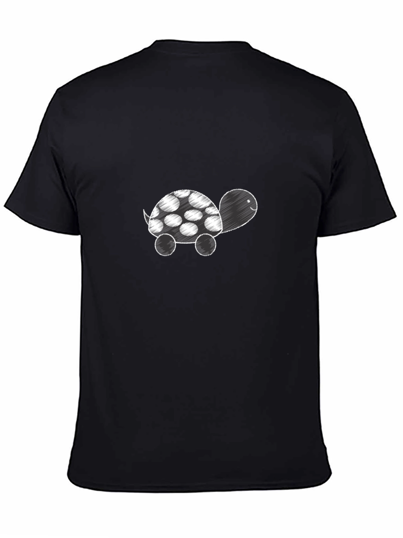 Cute Turtle Graphic Tee - Black Cotton Shirt