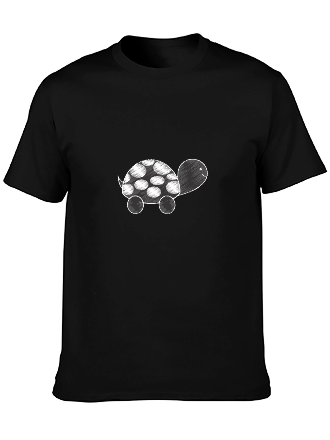 Cute Turtle Graphic Tee - Black Cotton Shirt