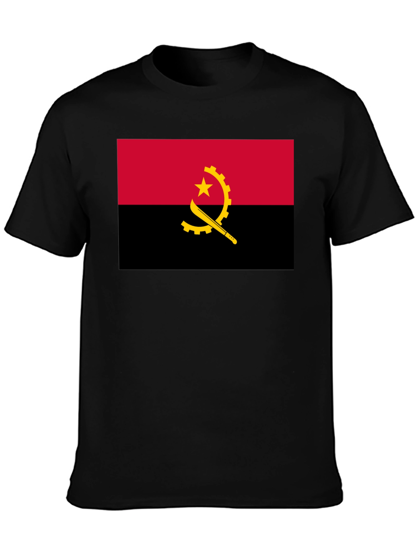 Angola Flag Graphic T-Shirt - Black