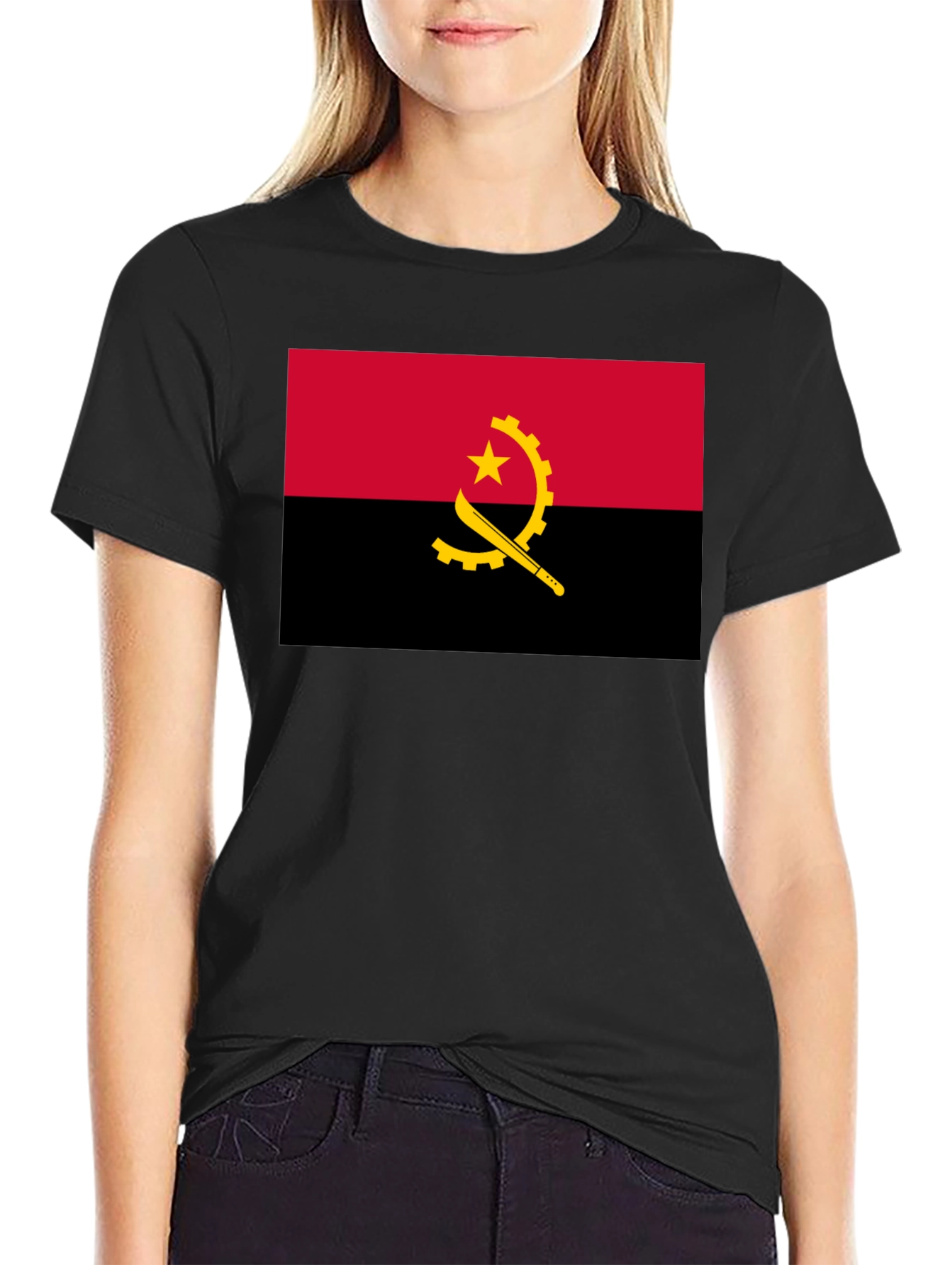 Angola Flag Graphic T-Shirt - Black
